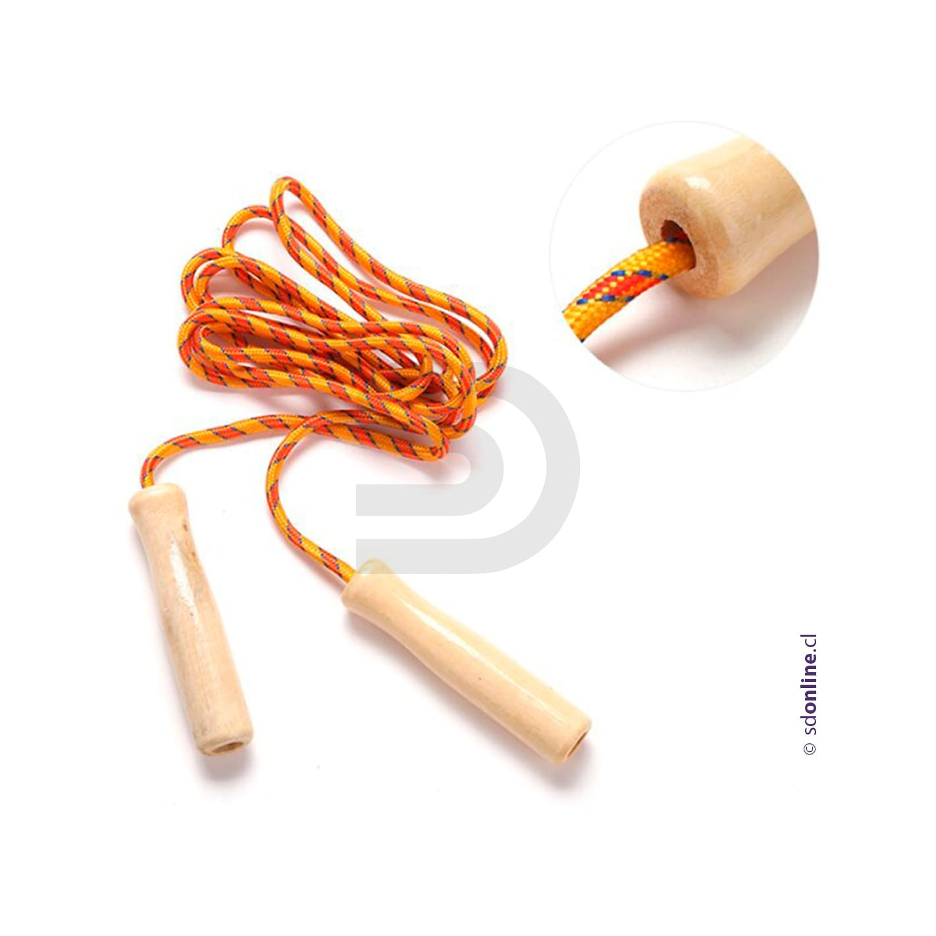 Cuerda para saltar con mangos de madera sin destorcedor 1