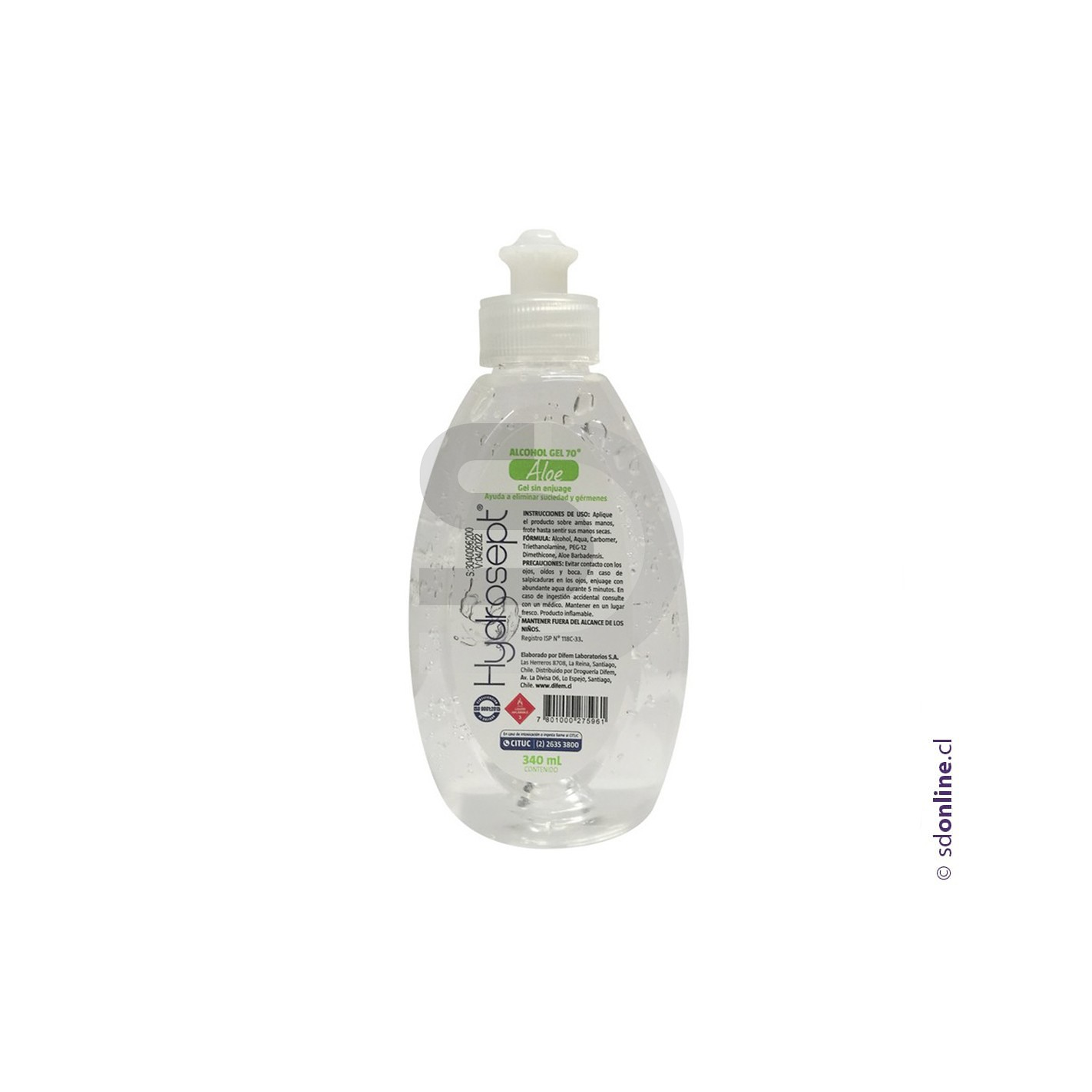 Alcohol gel 70% 340Ml 1