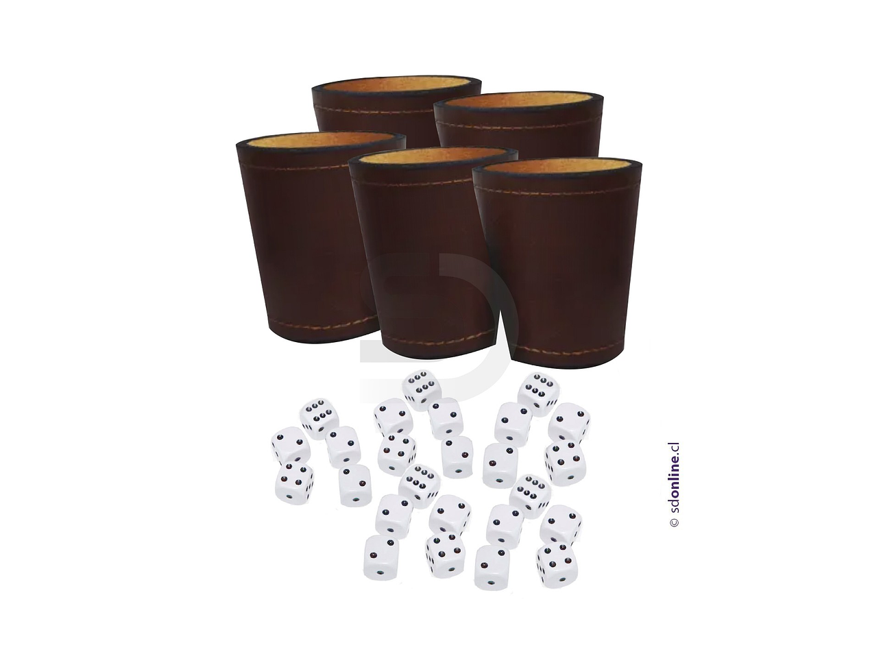 Set 5 cacho cuero suela 25 dados 1