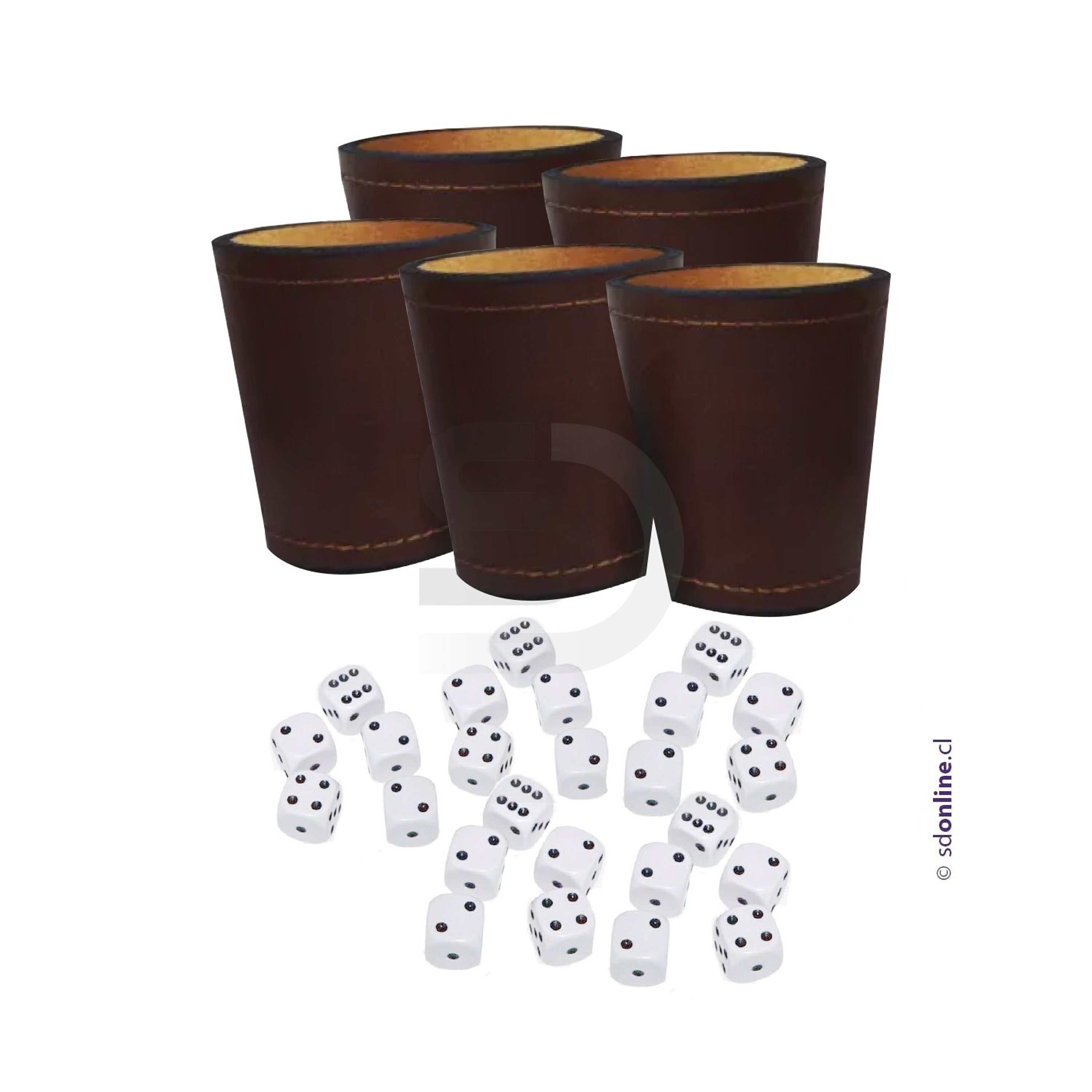 Set 5 cacho cuero suela 25 dados 1