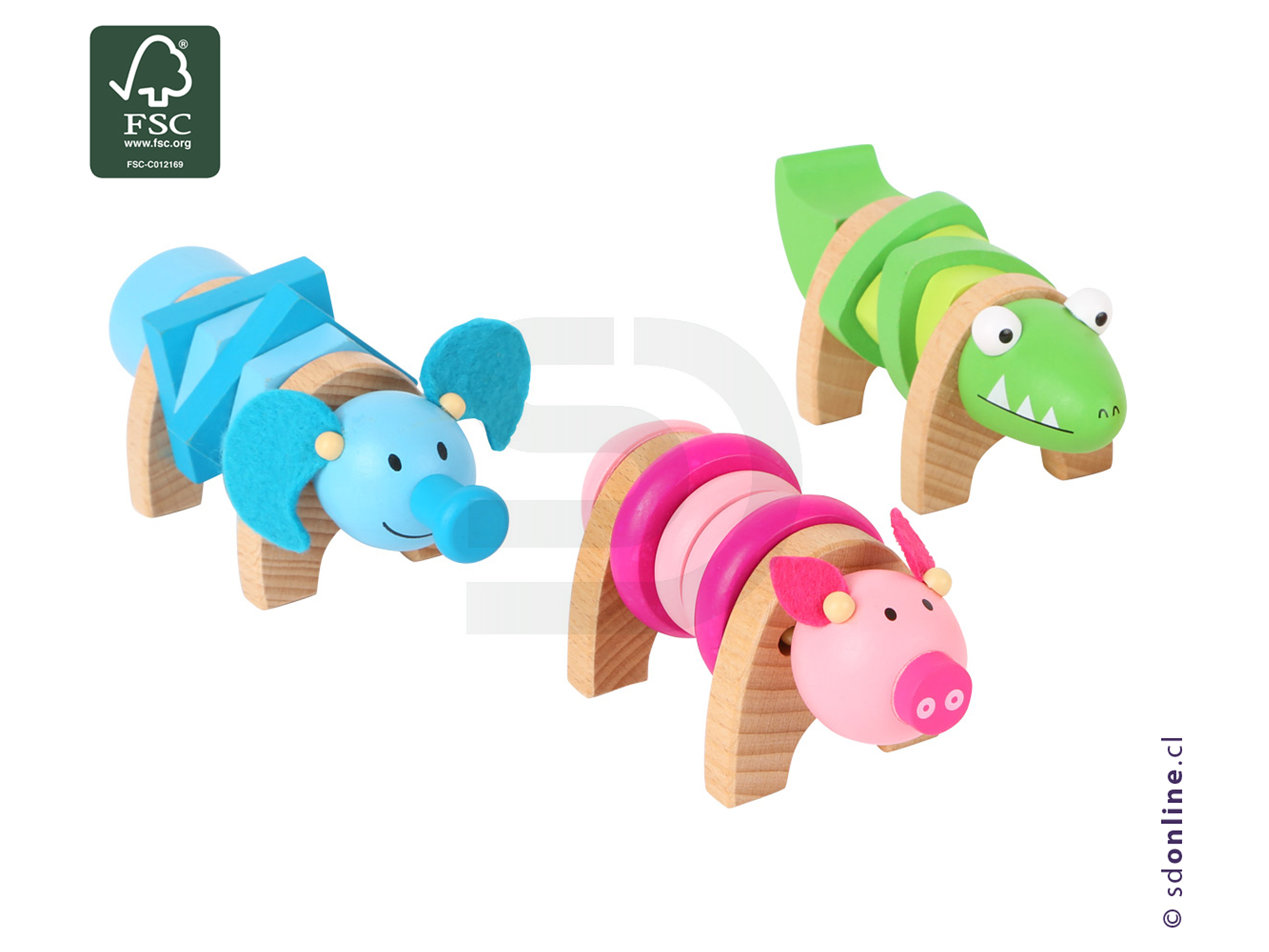 Set 4 animales de colores para enroscar 1