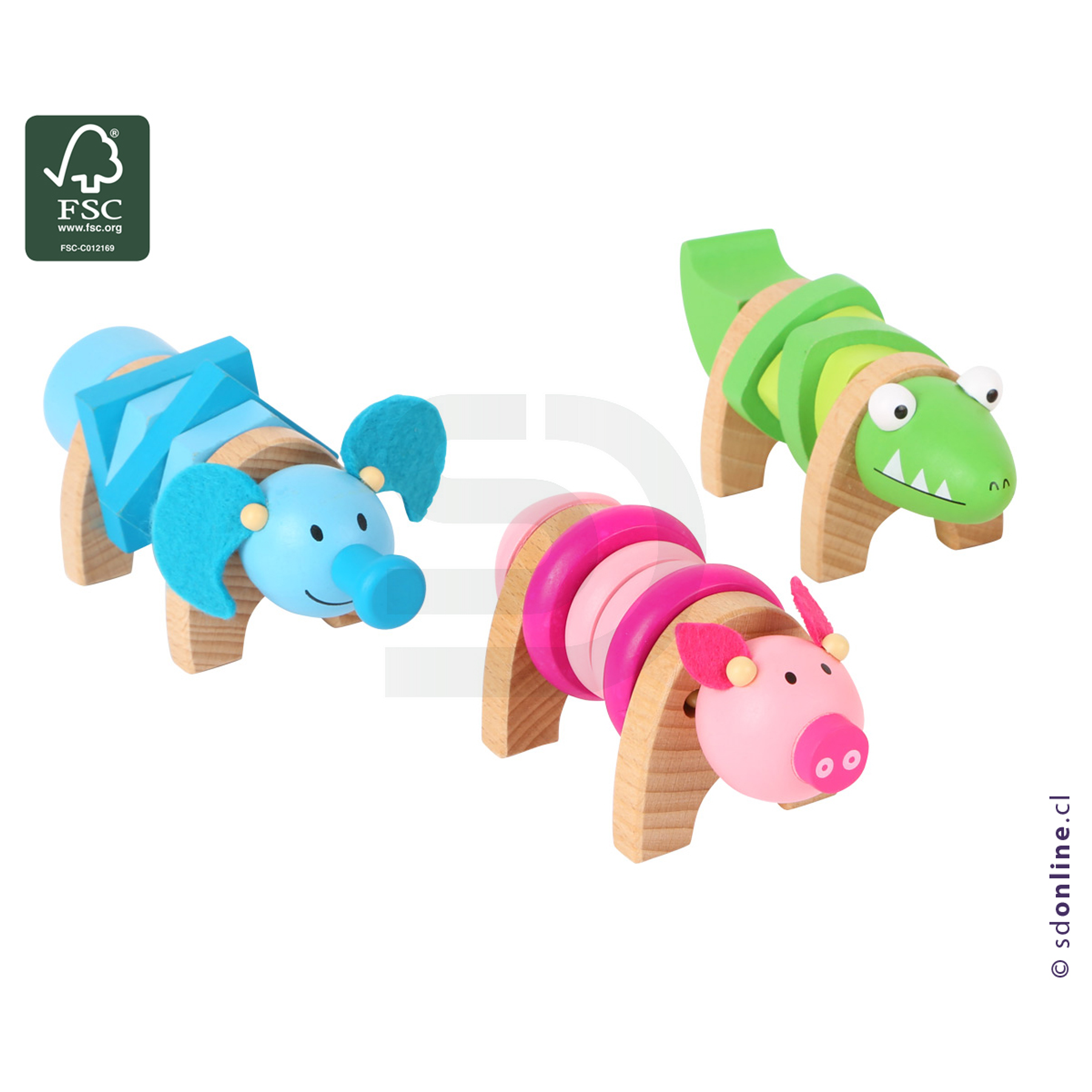 Set 4 animales de colores para enroscar 1