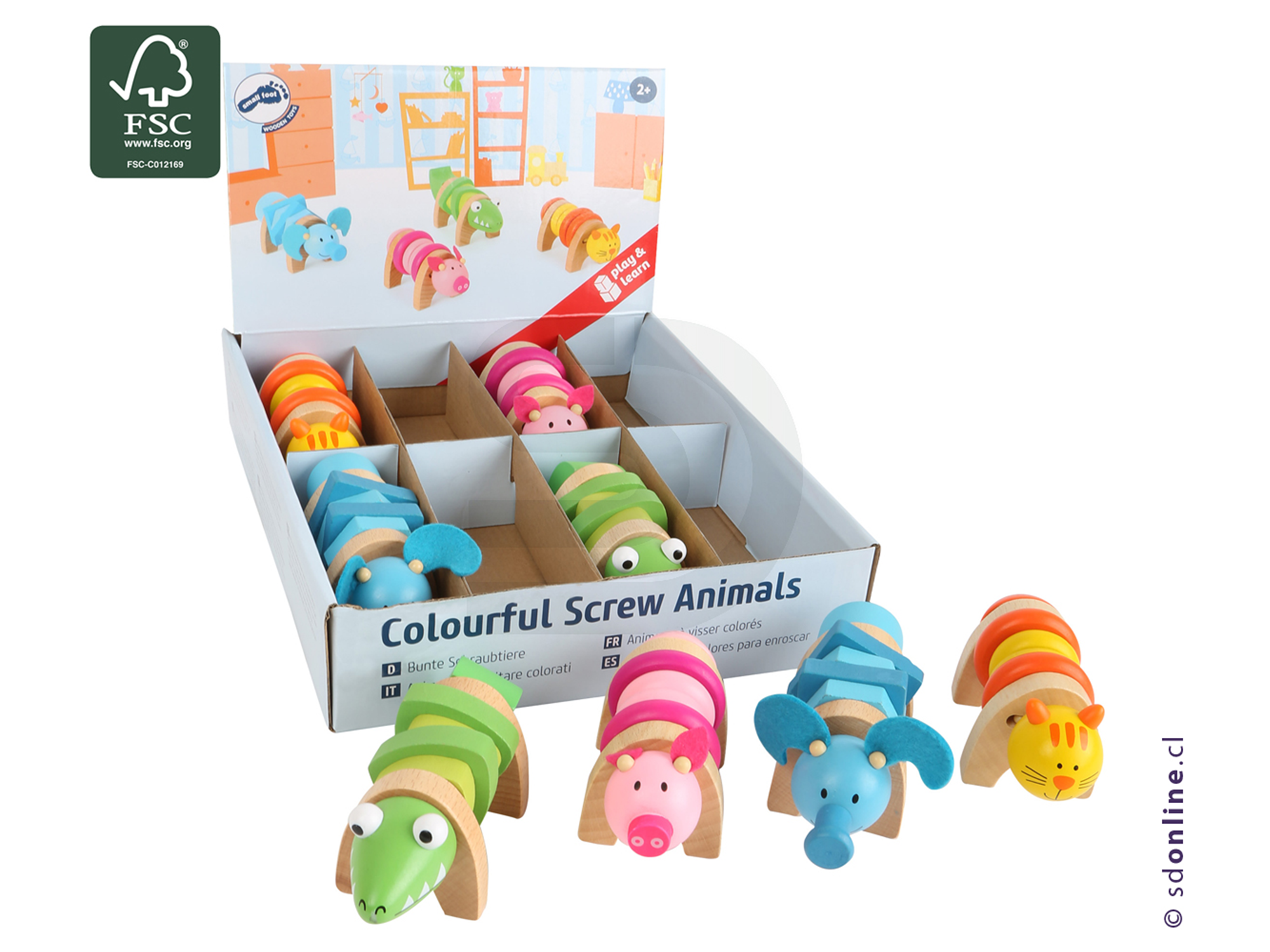 Set 4 animales de colores para enroscar 2