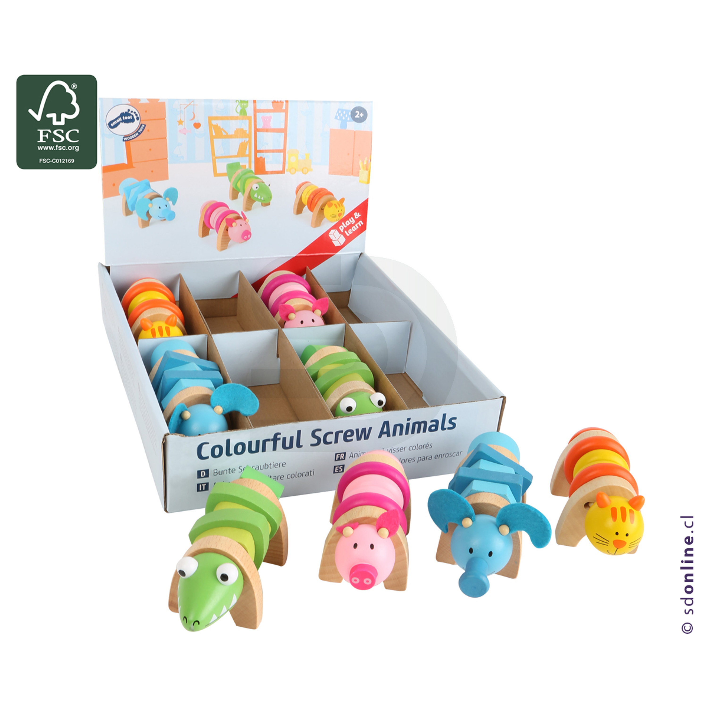 Set 4 animales de colores para enroscar 2