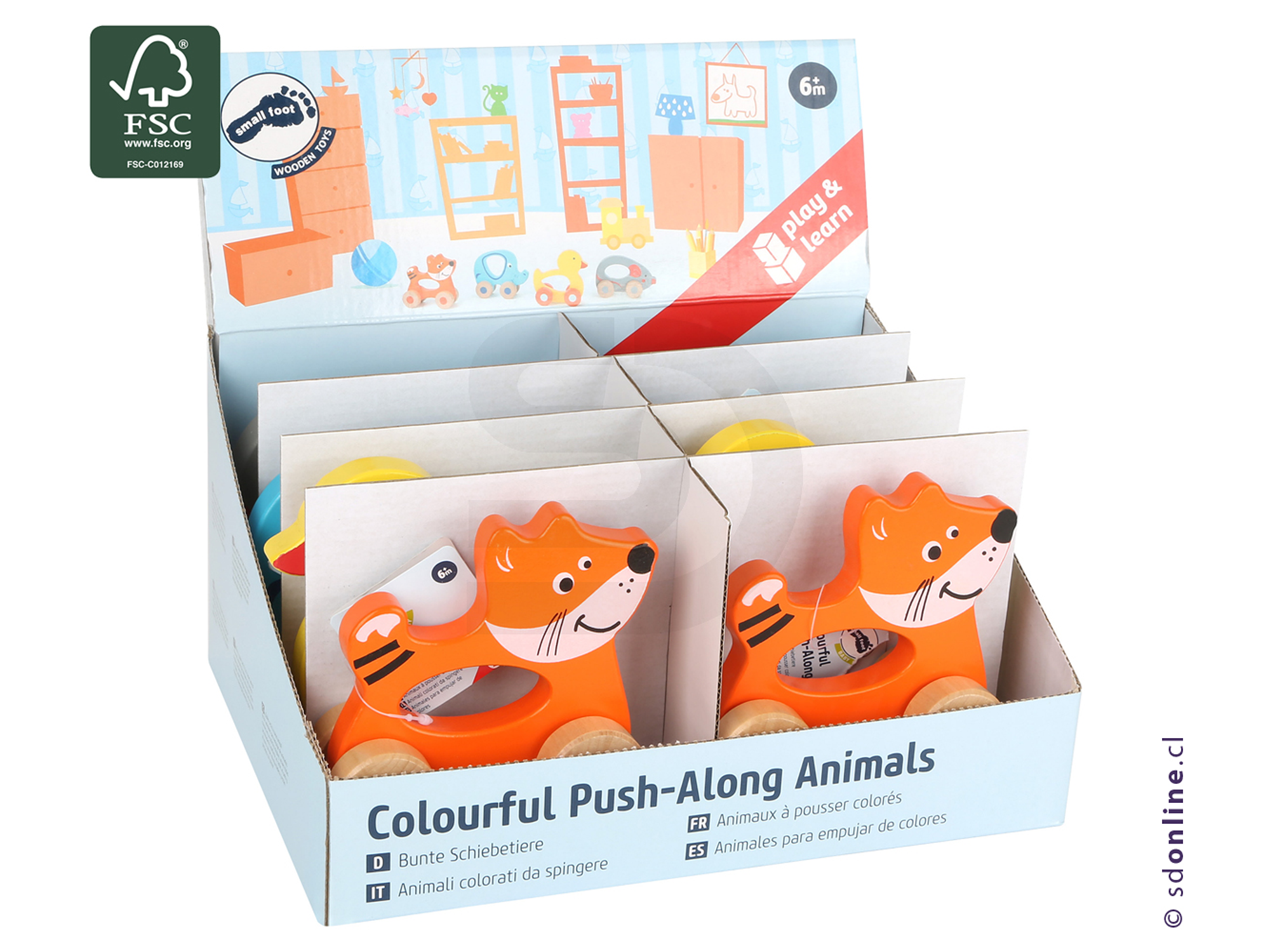 Set 4 animales de colores para empujar 1