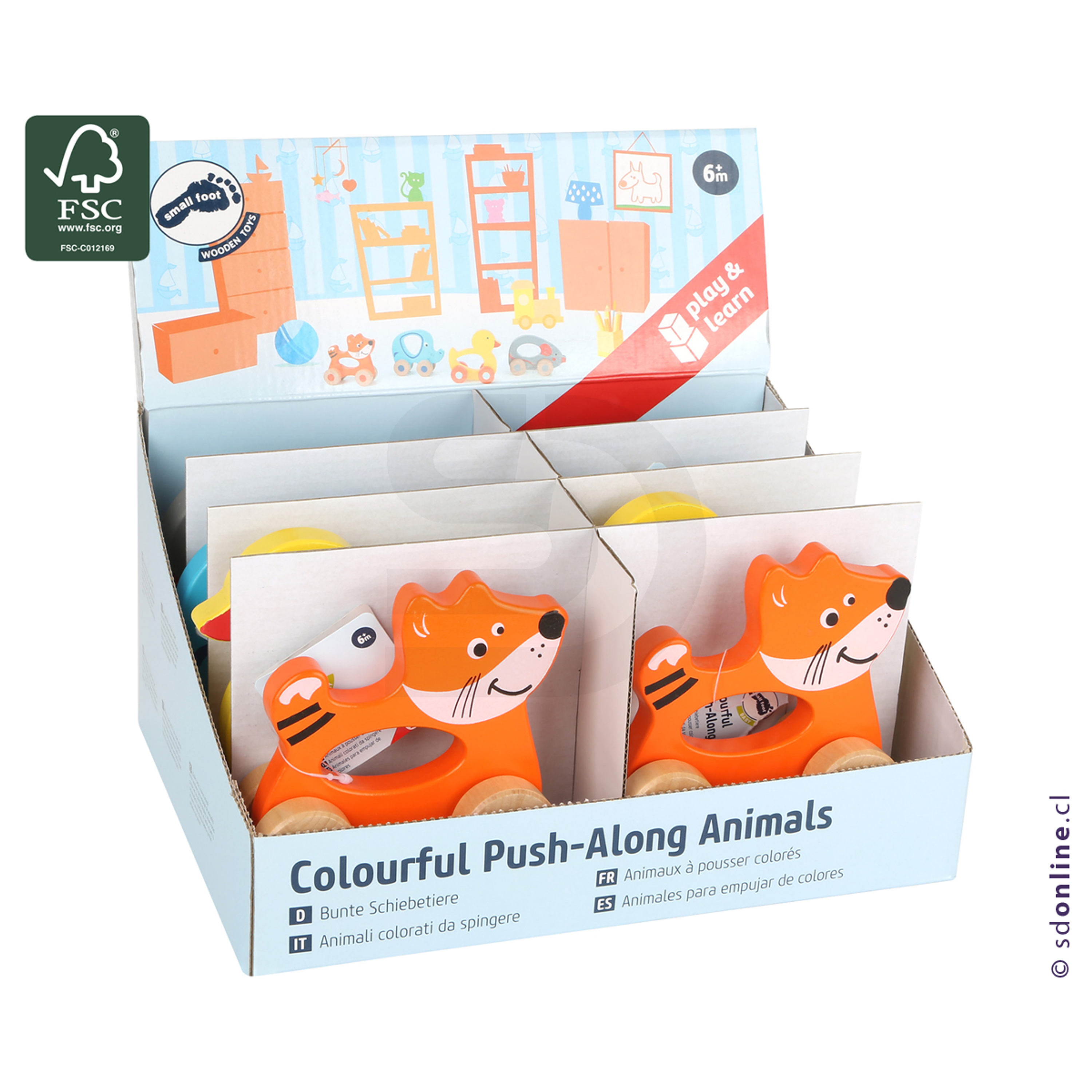 Set 4 animales de colores para empujar 1