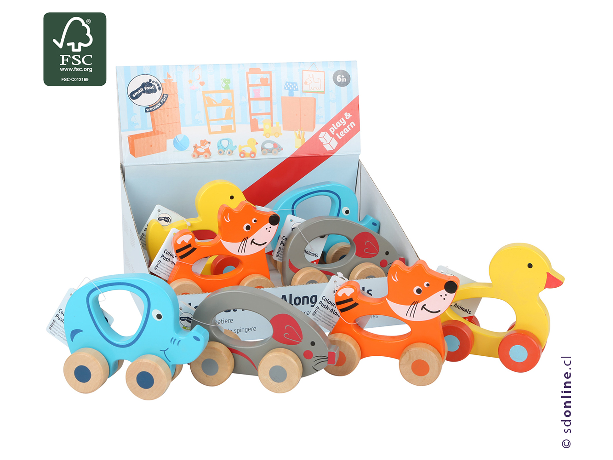 Set 4 animales de colores para empujar 2