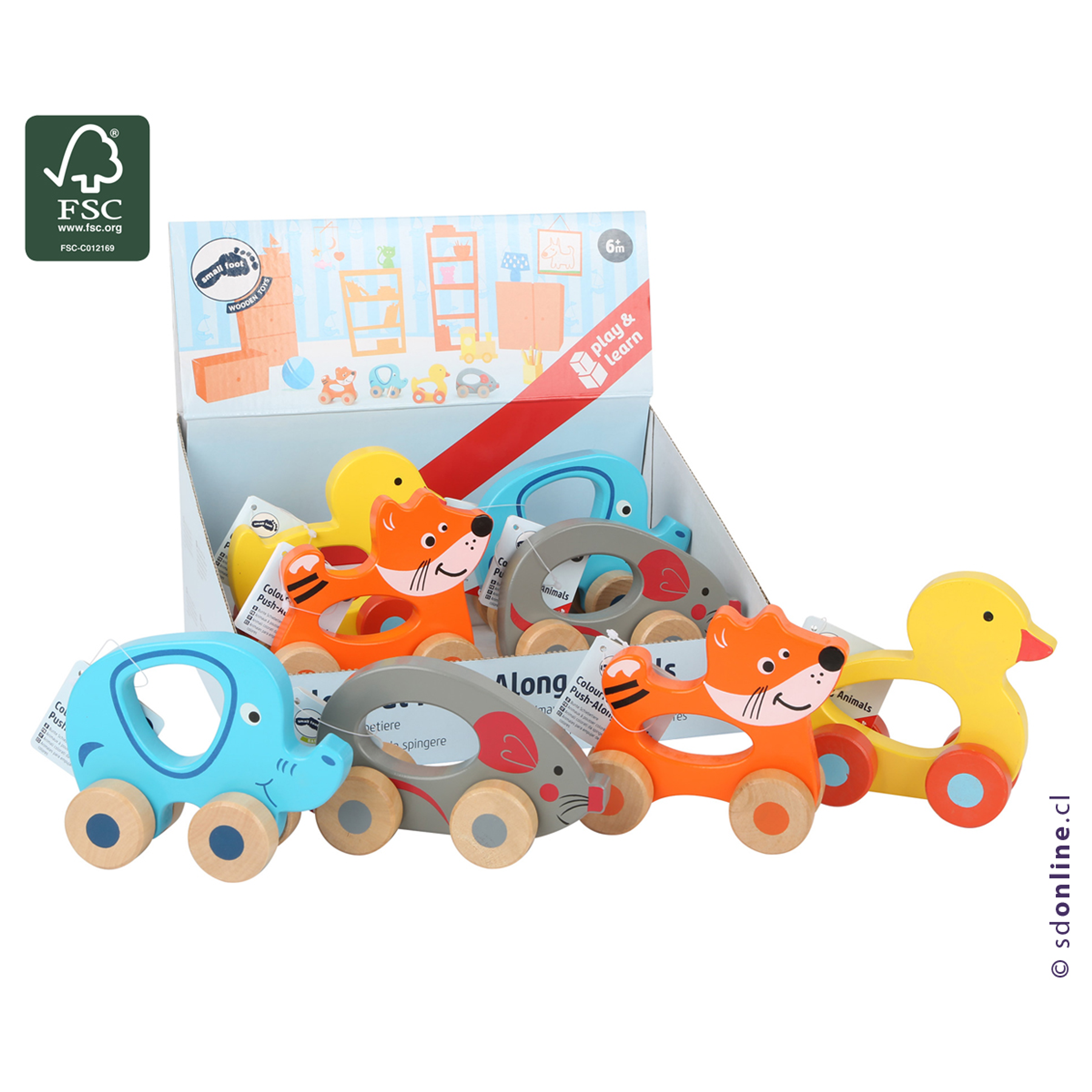 Set 4 animales de colores para empujar 2