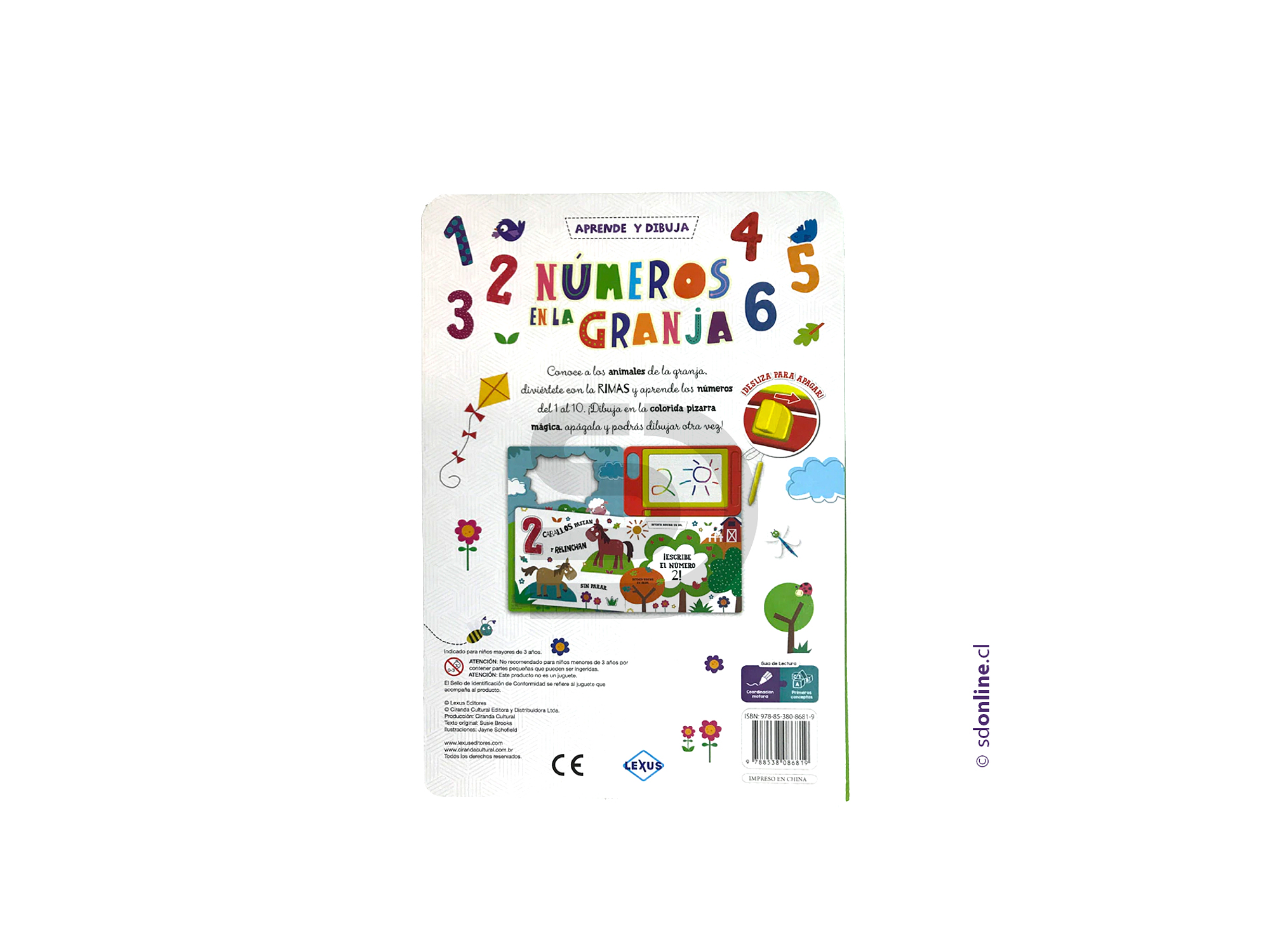 Aprende y dibuja, números en la granja 2