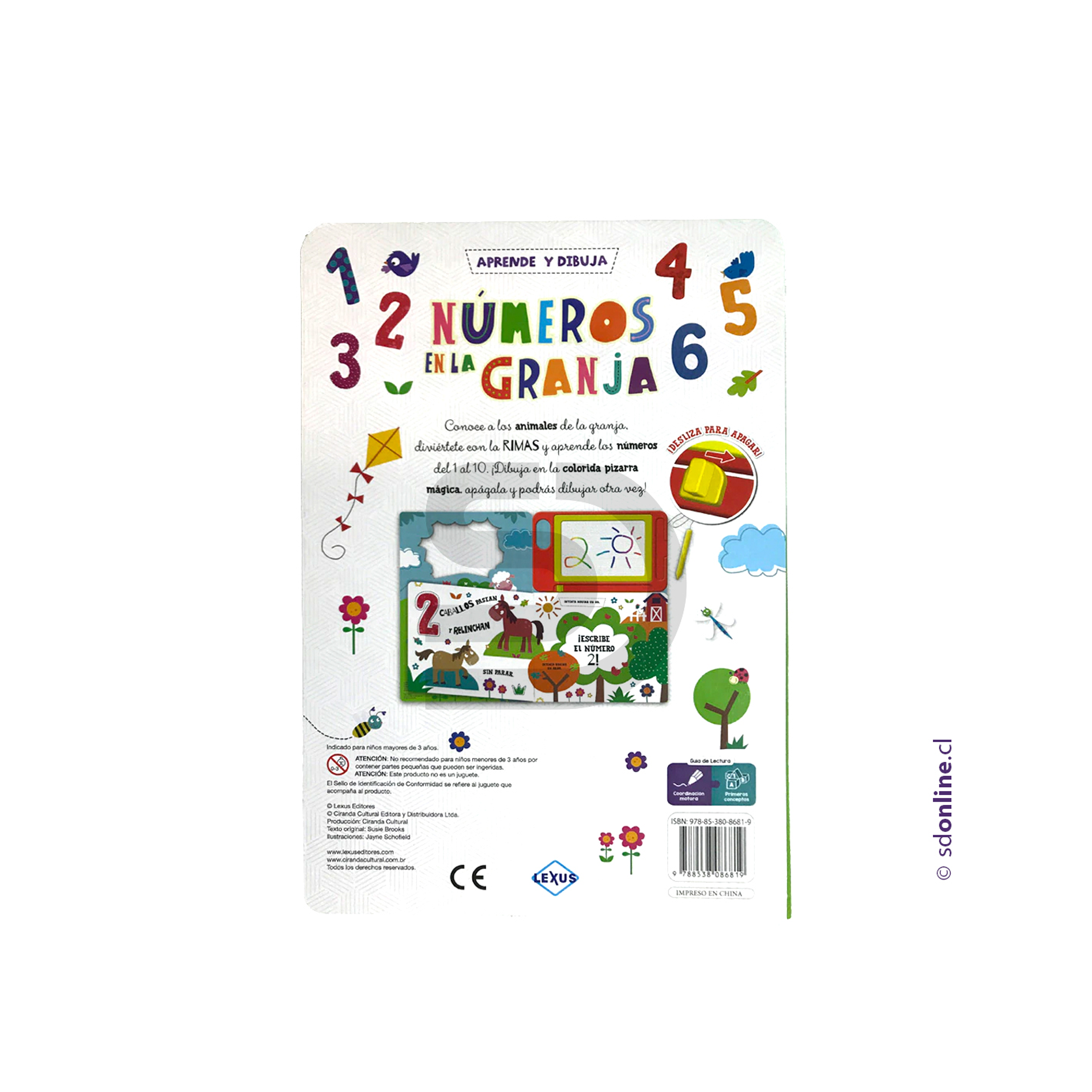 Aprende y dibuja, números en la granja 2