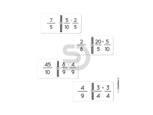 Dominó suma y resta de fracciones Eco 2