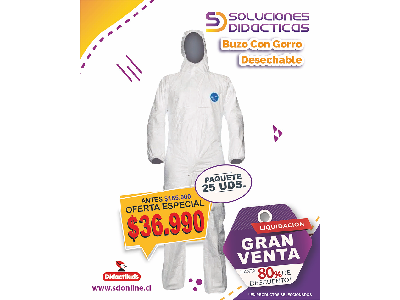 Buzo con gorro desechable - Pack 25 uds. 1