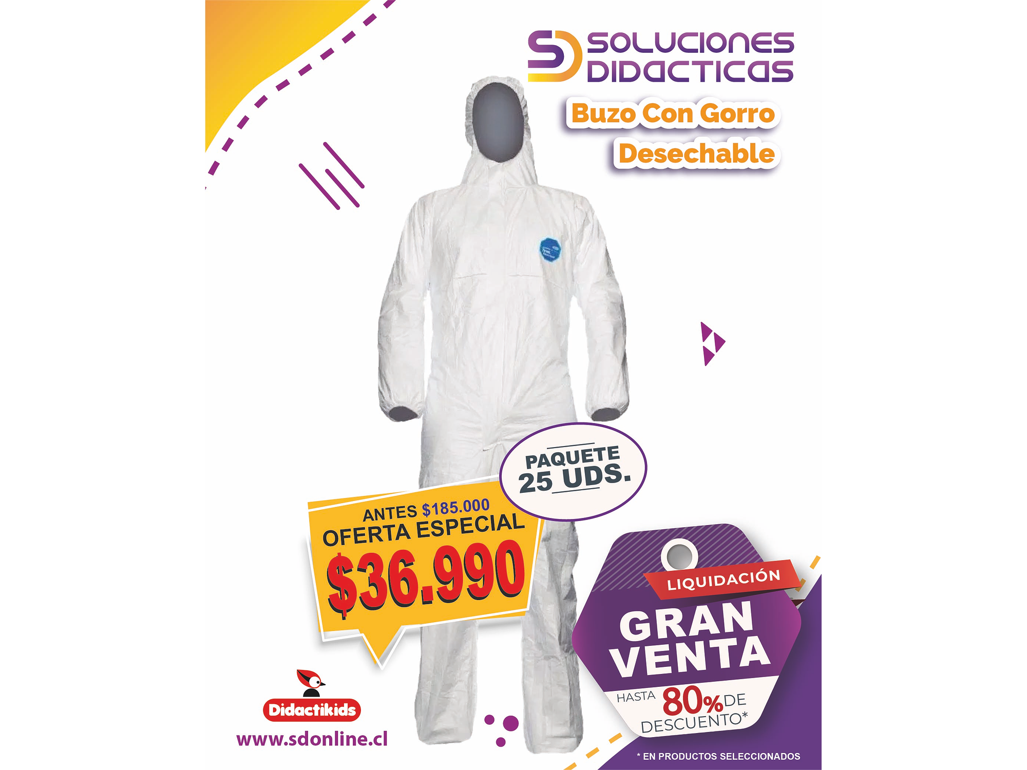 Buzo con gorro desechable - Pack 25 uds. 1