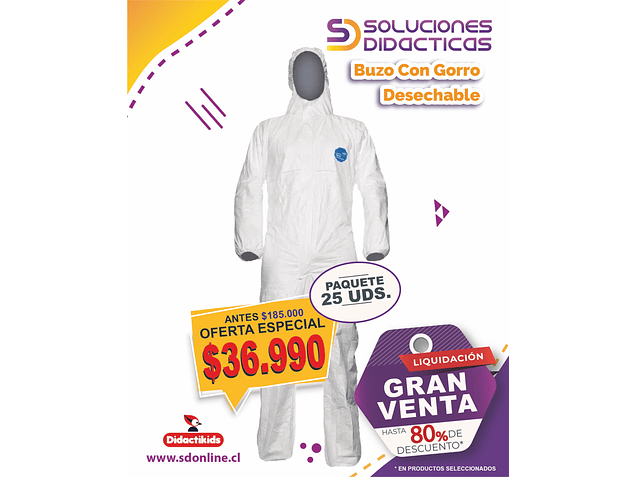 Buzo con gorro desechable - Pack 25 uds. 1