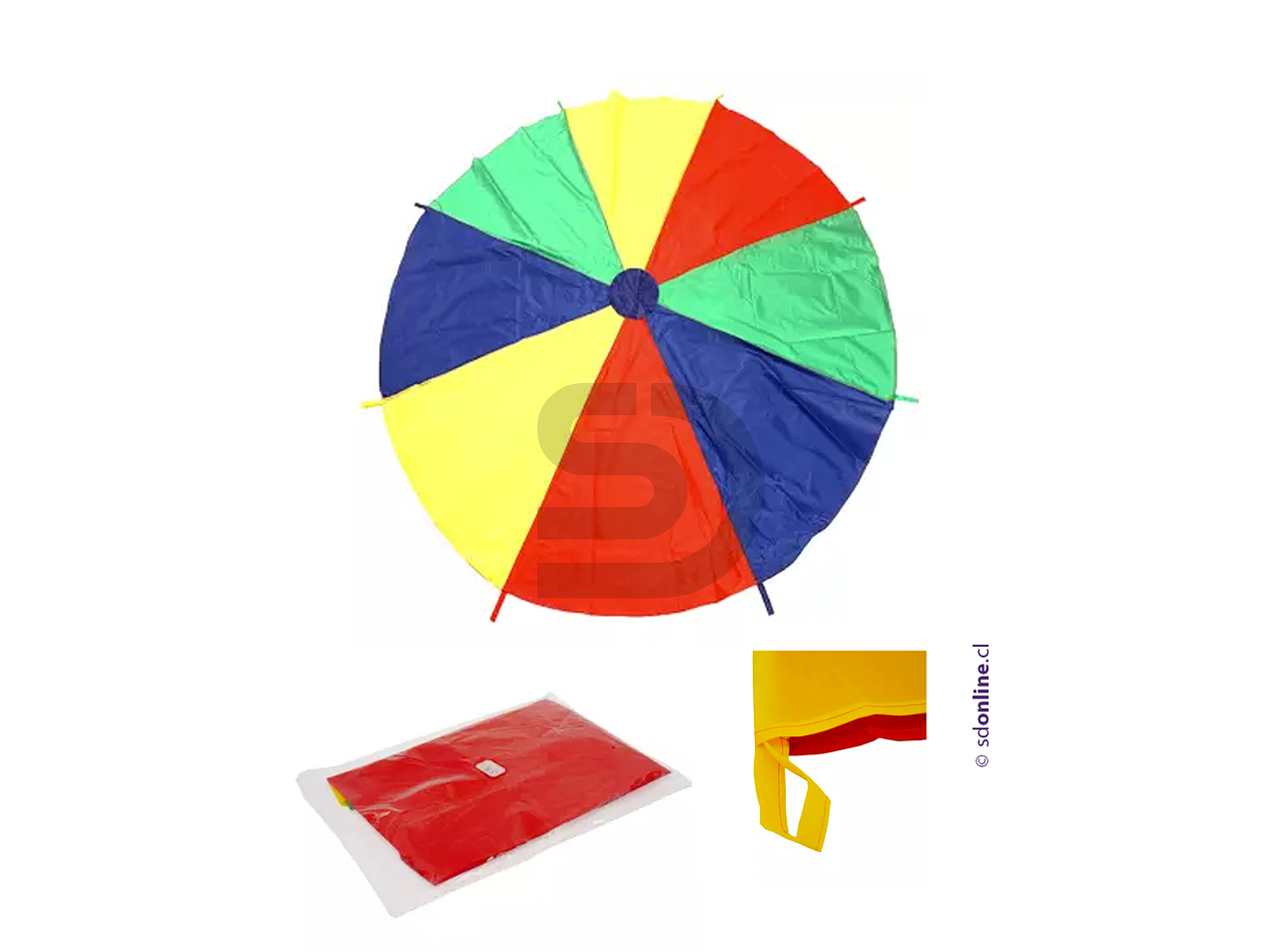 Paracaídas arcoíris de colores 2 mts de diámetro. 1