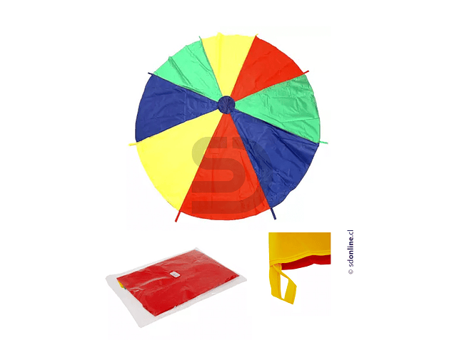 Paracaídas arcoíris de colores 2 mts de diámetro. 1