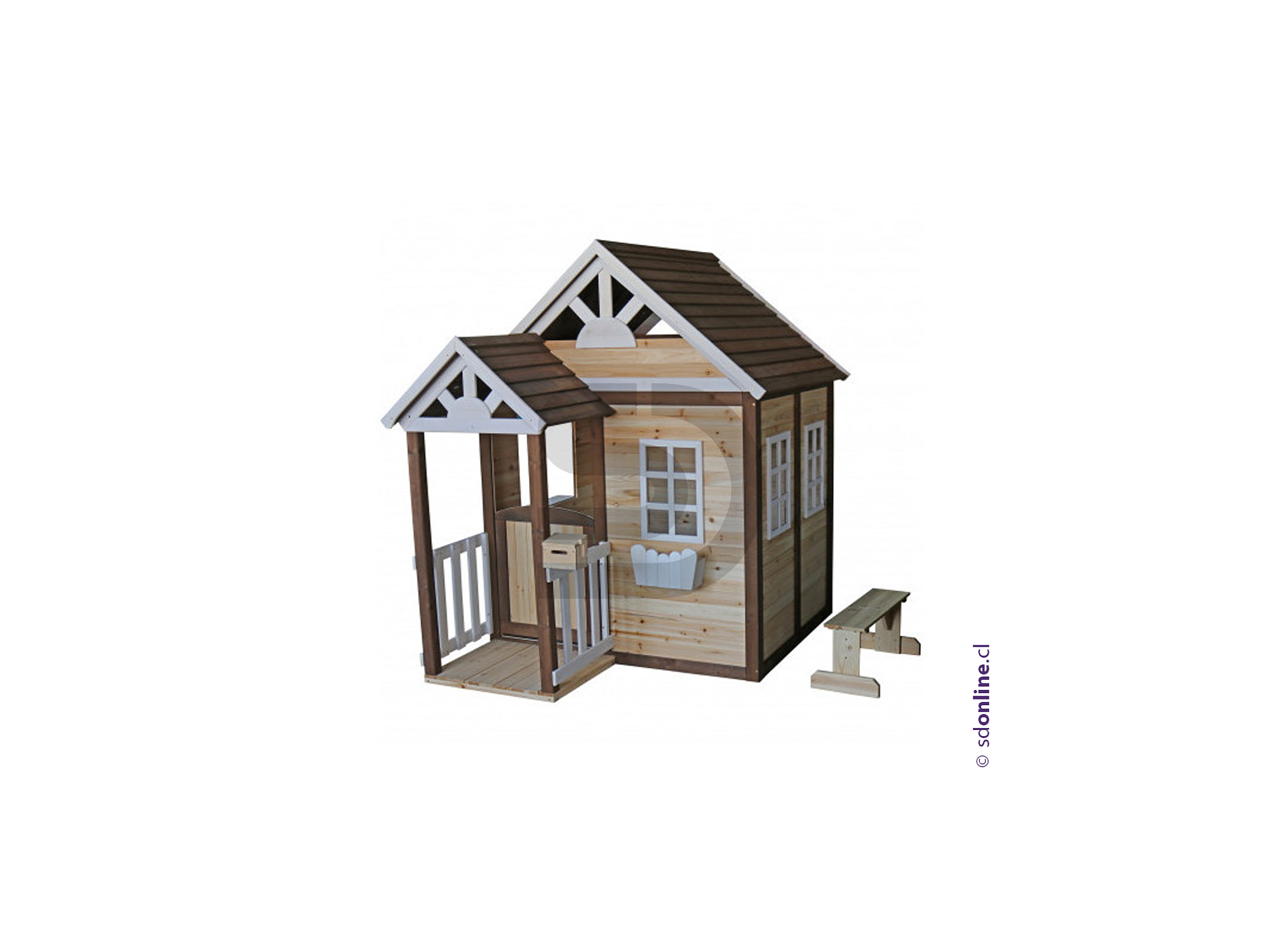 Casa de muñecas madera y banca 1