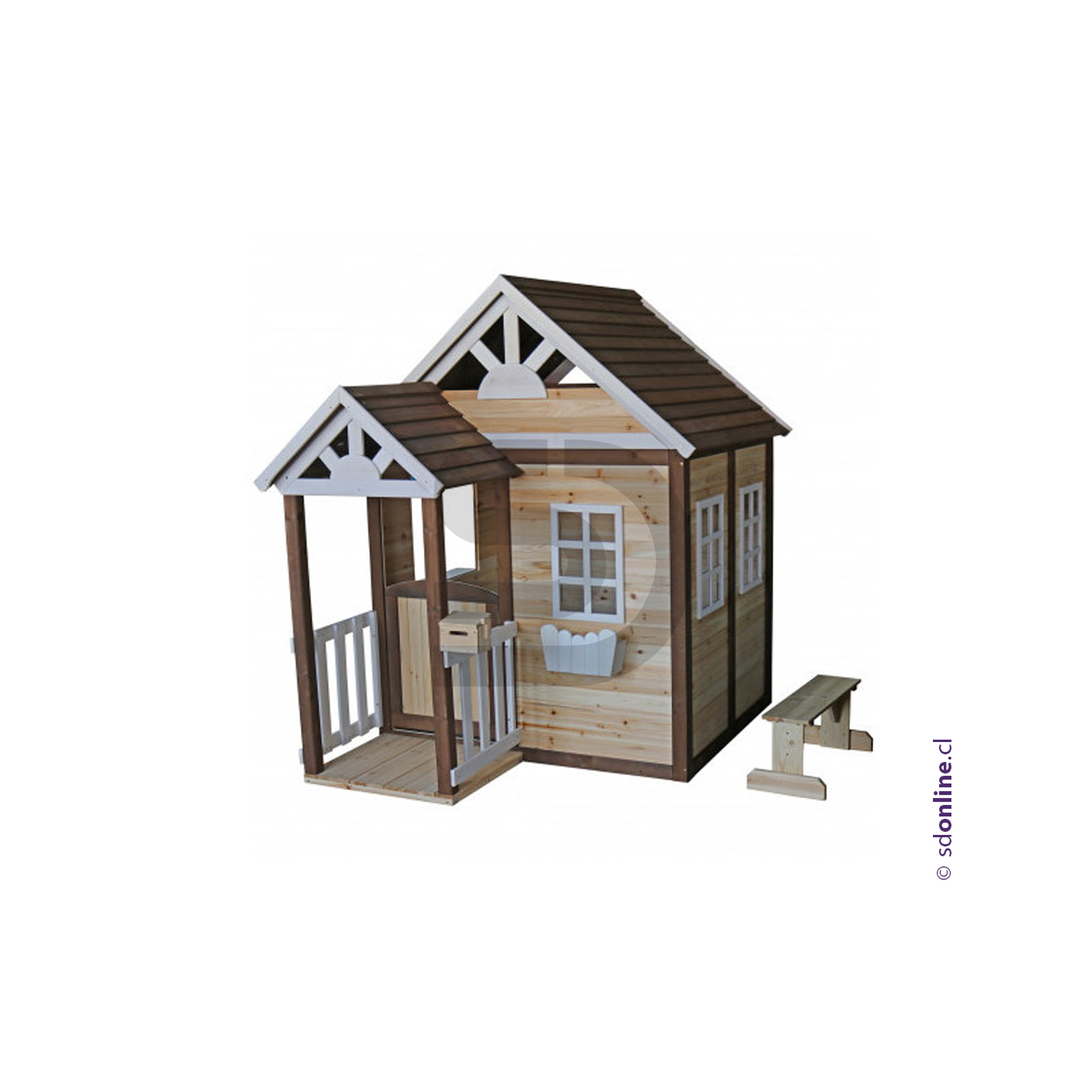 Casa de muñecas madera y banca 1