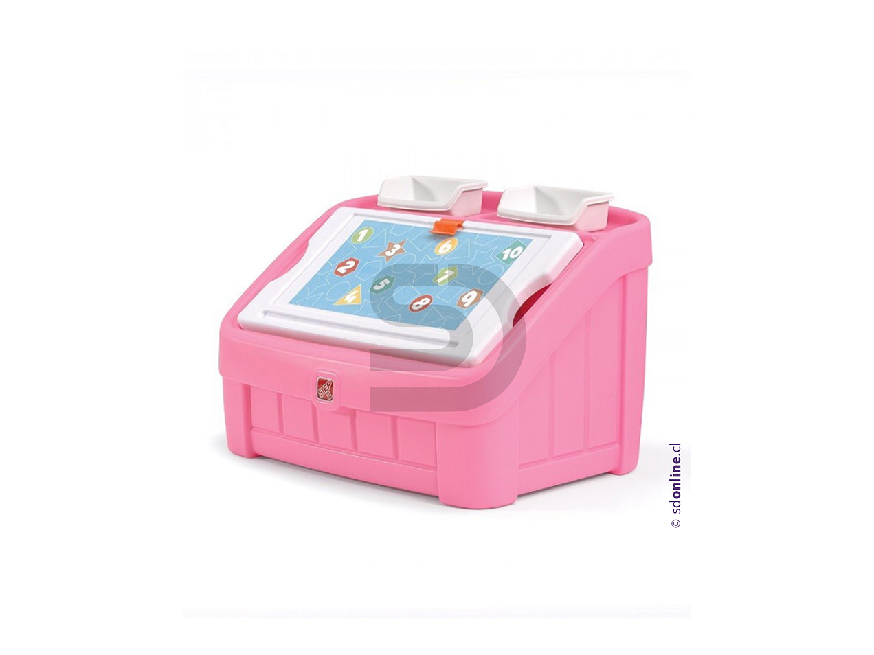 Mueble organizador gris con pizarra 2