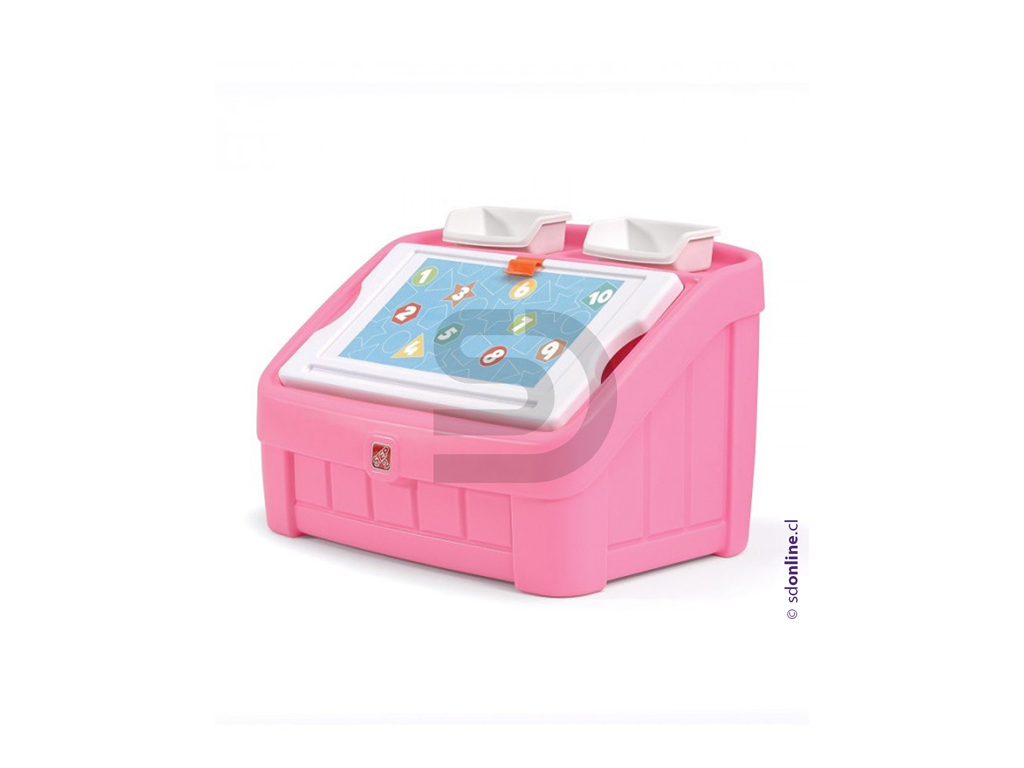 Mueble organizador gris con pizarra 2