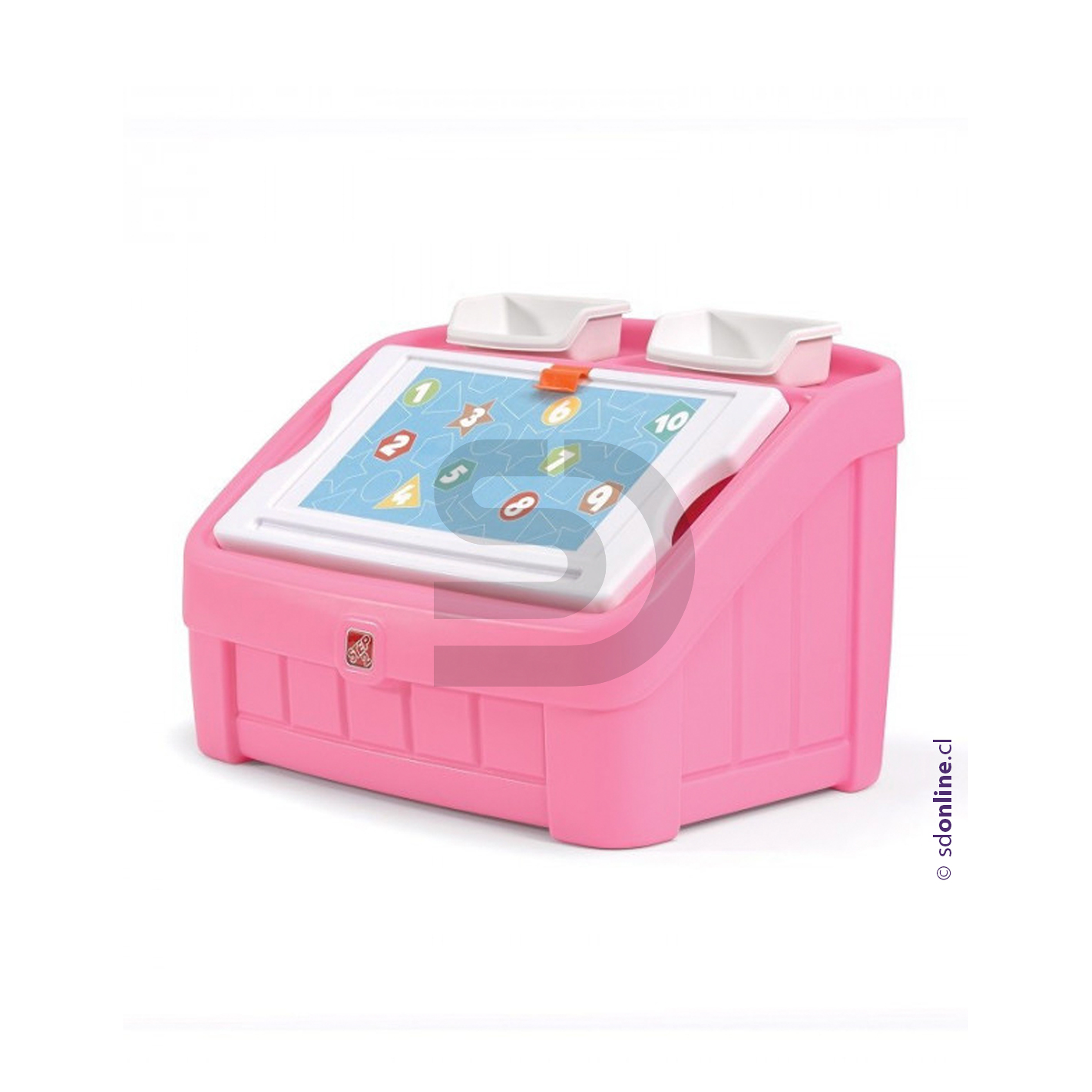 Mueble organizador gris con pizarra 2