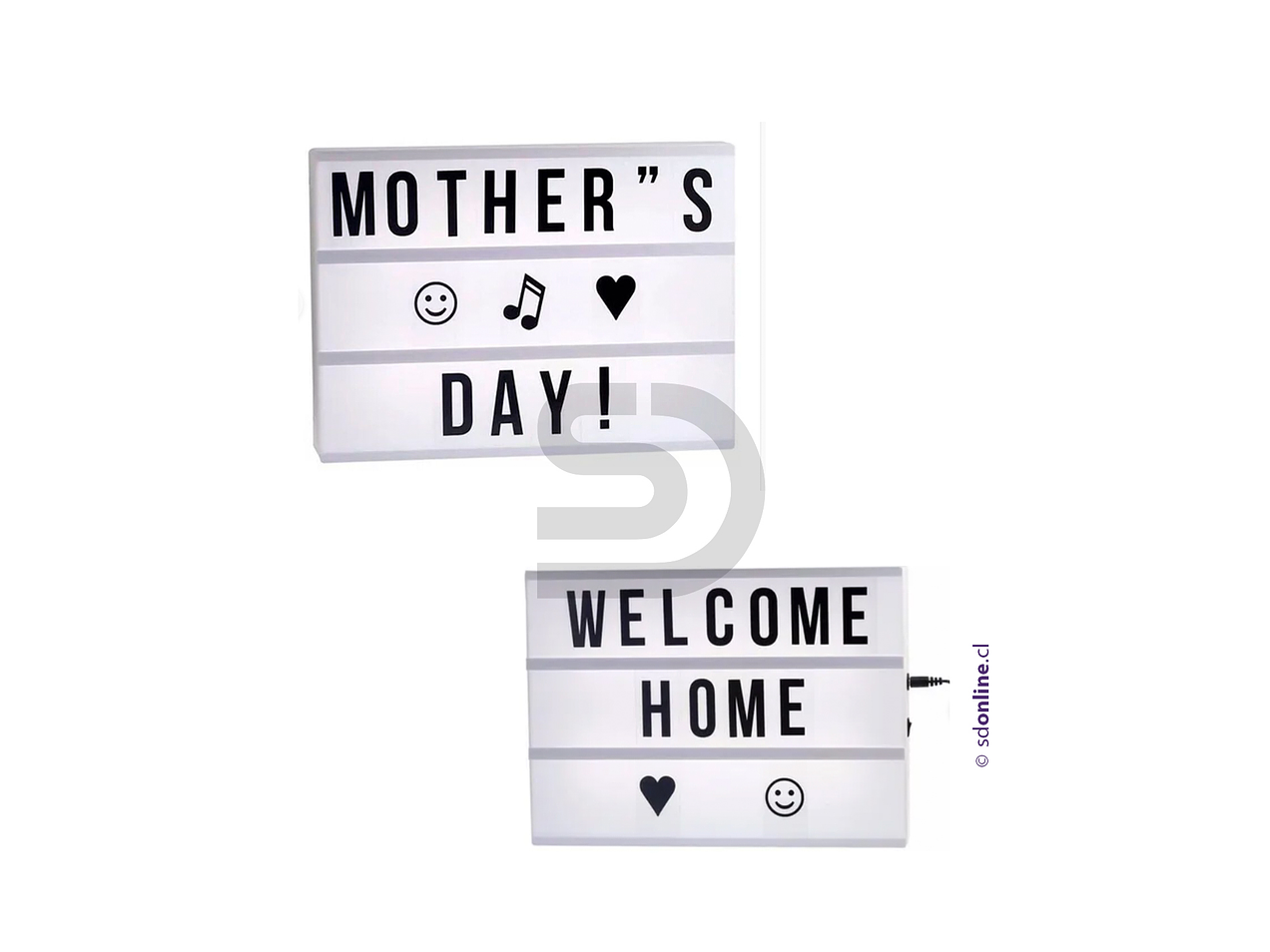 Caja de luz led pizarra con letras y emojis a4 1