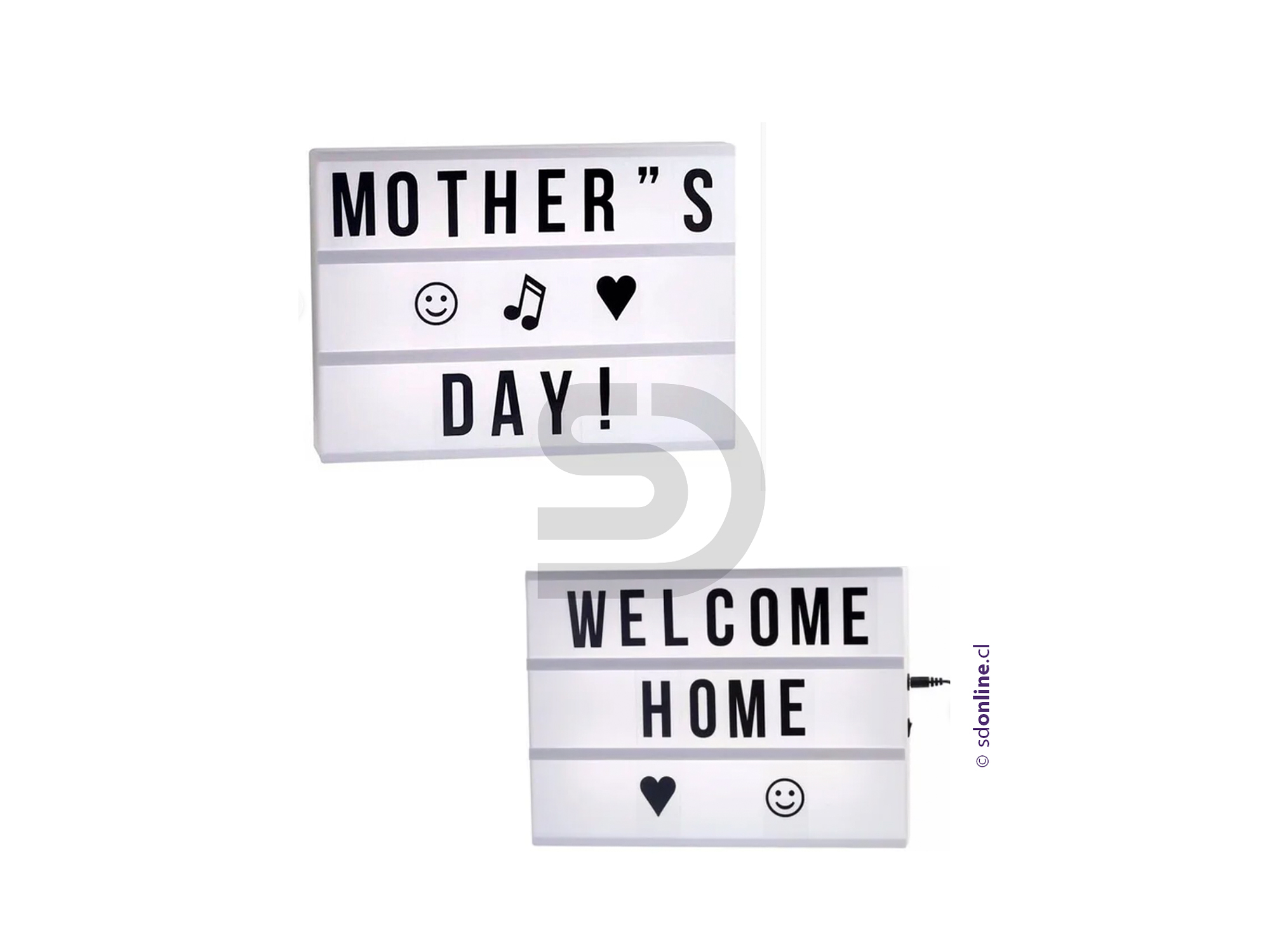 Caja de luz led pizarra con letras y emojis a4 1