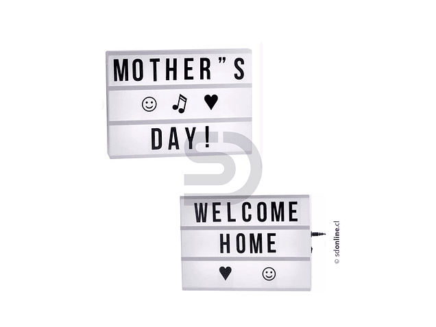 Caja de luz led pizarra con letras y emojis a4 1
