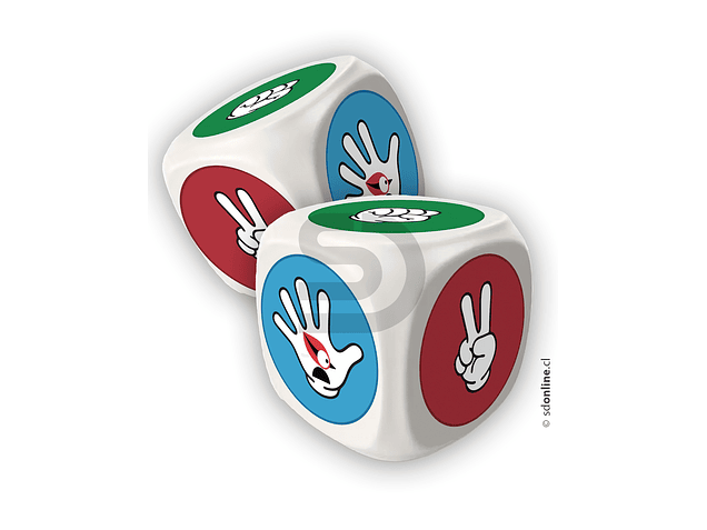 Set de 2 dados piedra, papel o tijeras 1