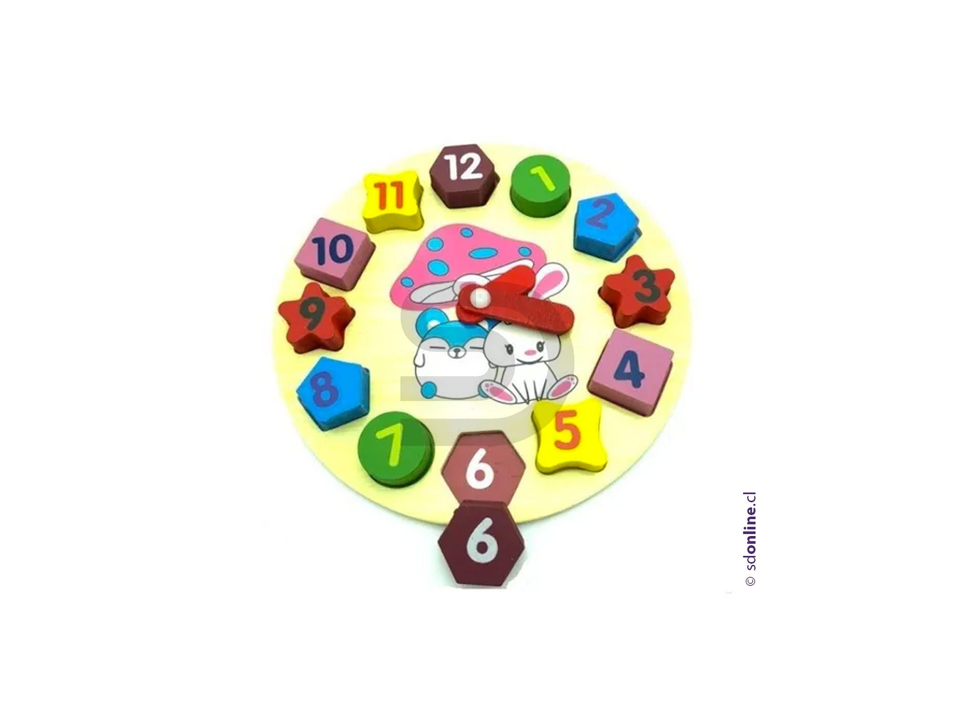 Reloj puzzle con formas y numeros de madera 1