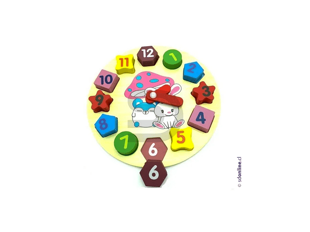 Reloj puzzle con formas y numeros de madera 1