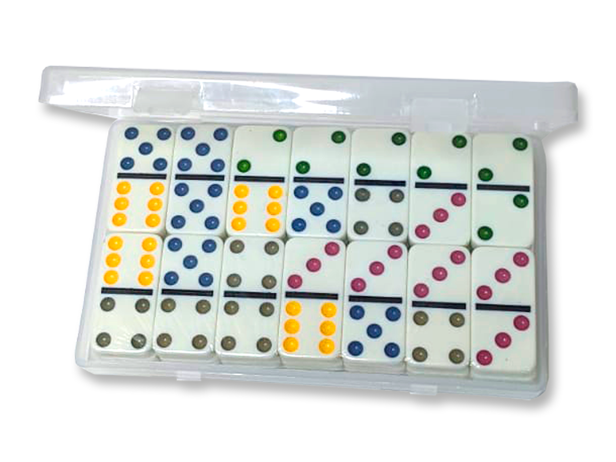 Domino colores caja plastica 8mm  2