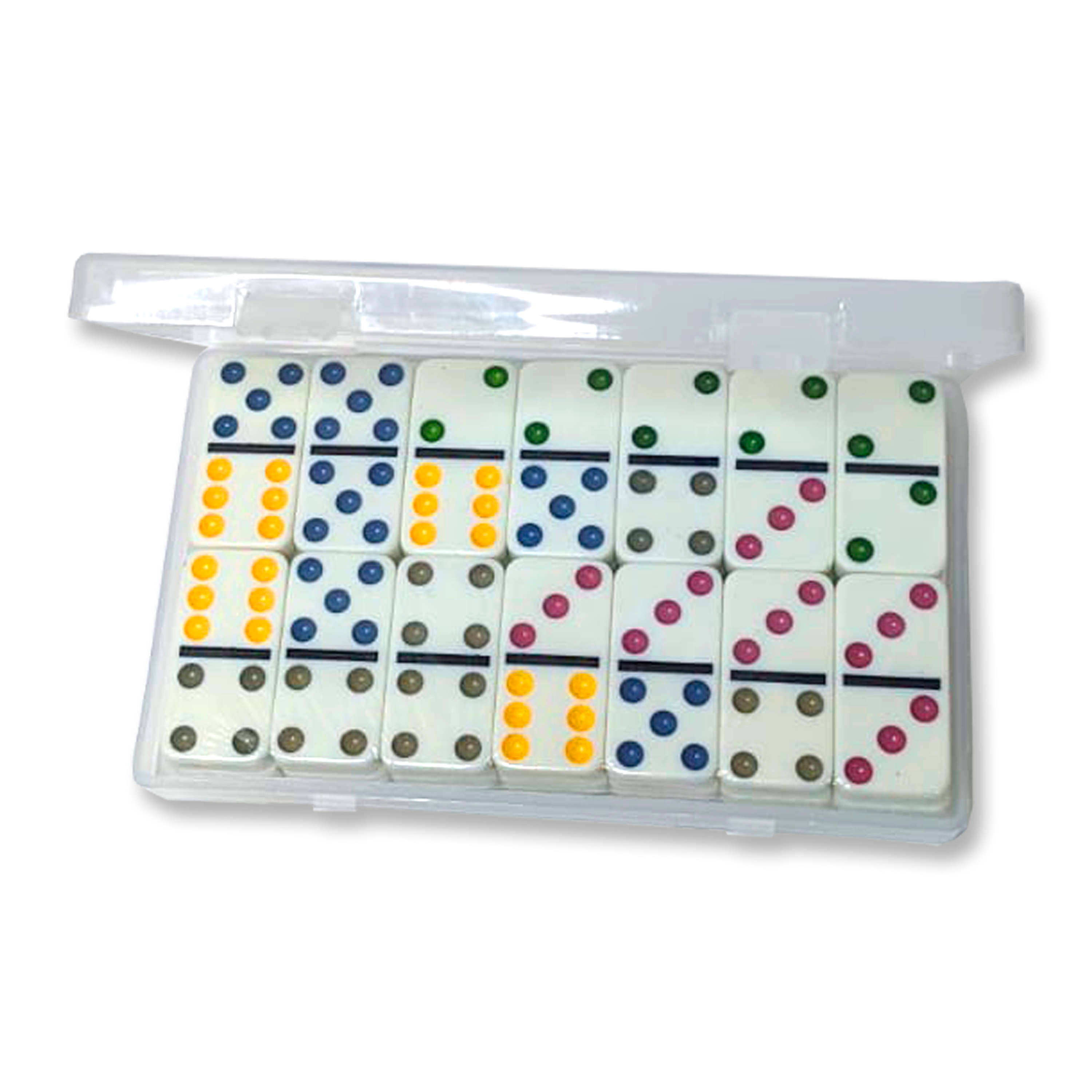 Domino colores caja plastica 8mm  2