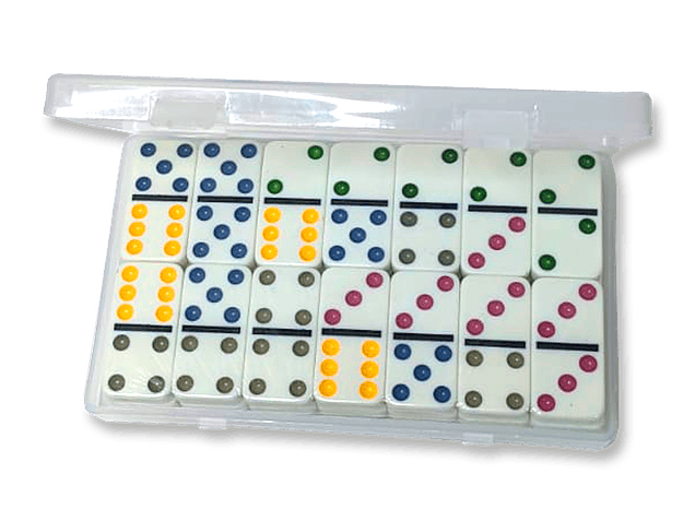 Domino colores caja plastica 8mm  2