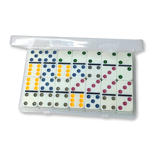 Domino colores caja plastica 8mm 