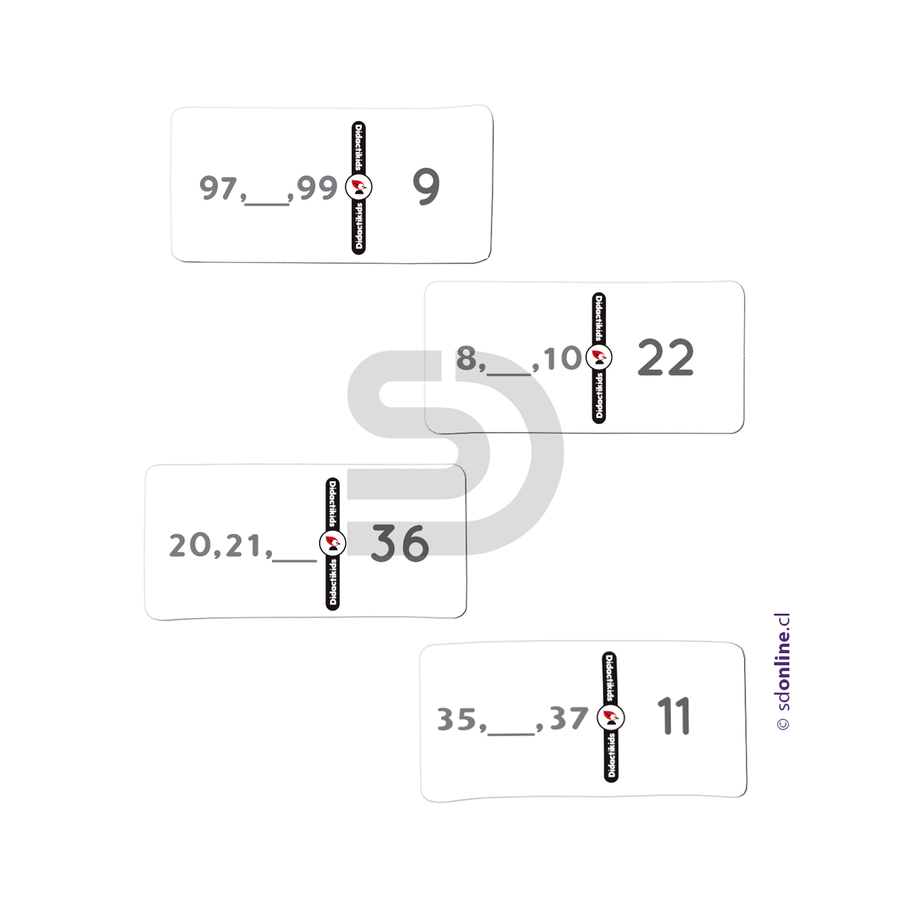 Dominó de asociación y patrones de números hasta el 100 Eco 1