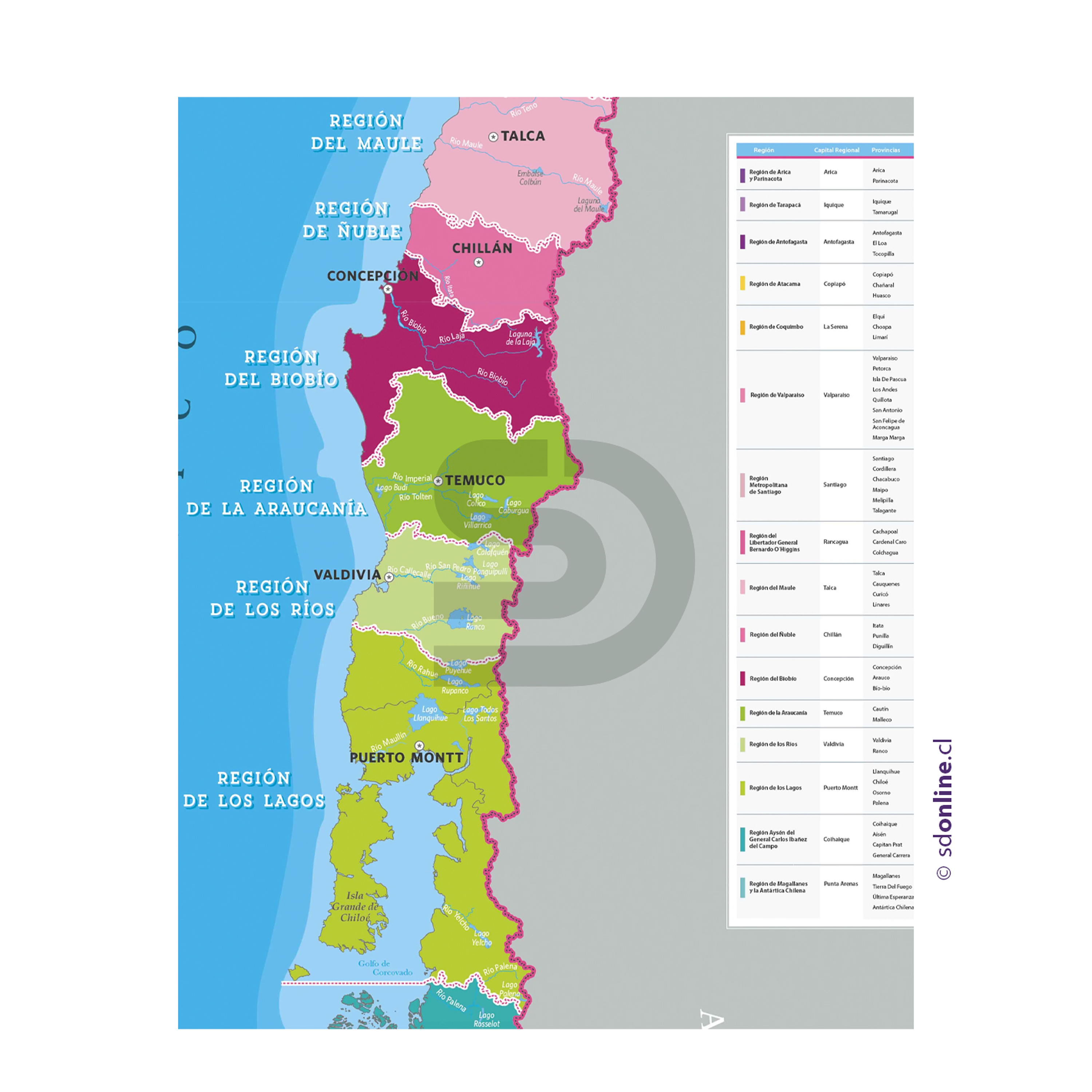Mapa gigante politico de Chile 2