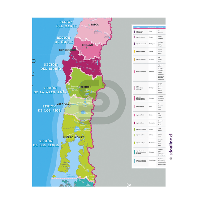 Mapa gigante politico de Chile
