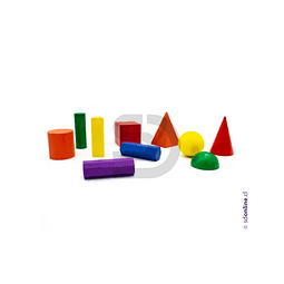 Cuerpos geométricos colores 10 piezas - con caja plástica