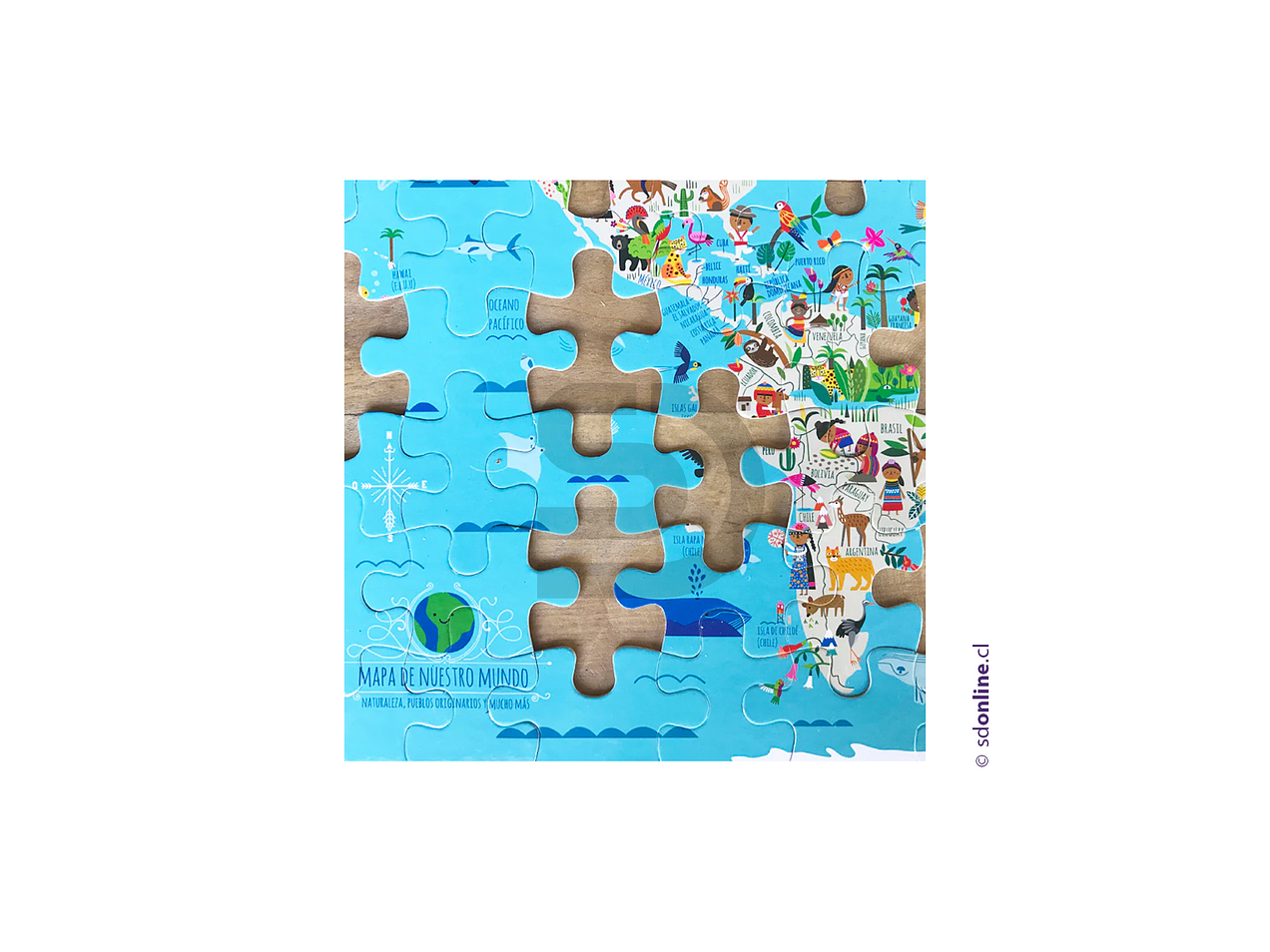 Puzzle infantil 104 piezas planisferio 2