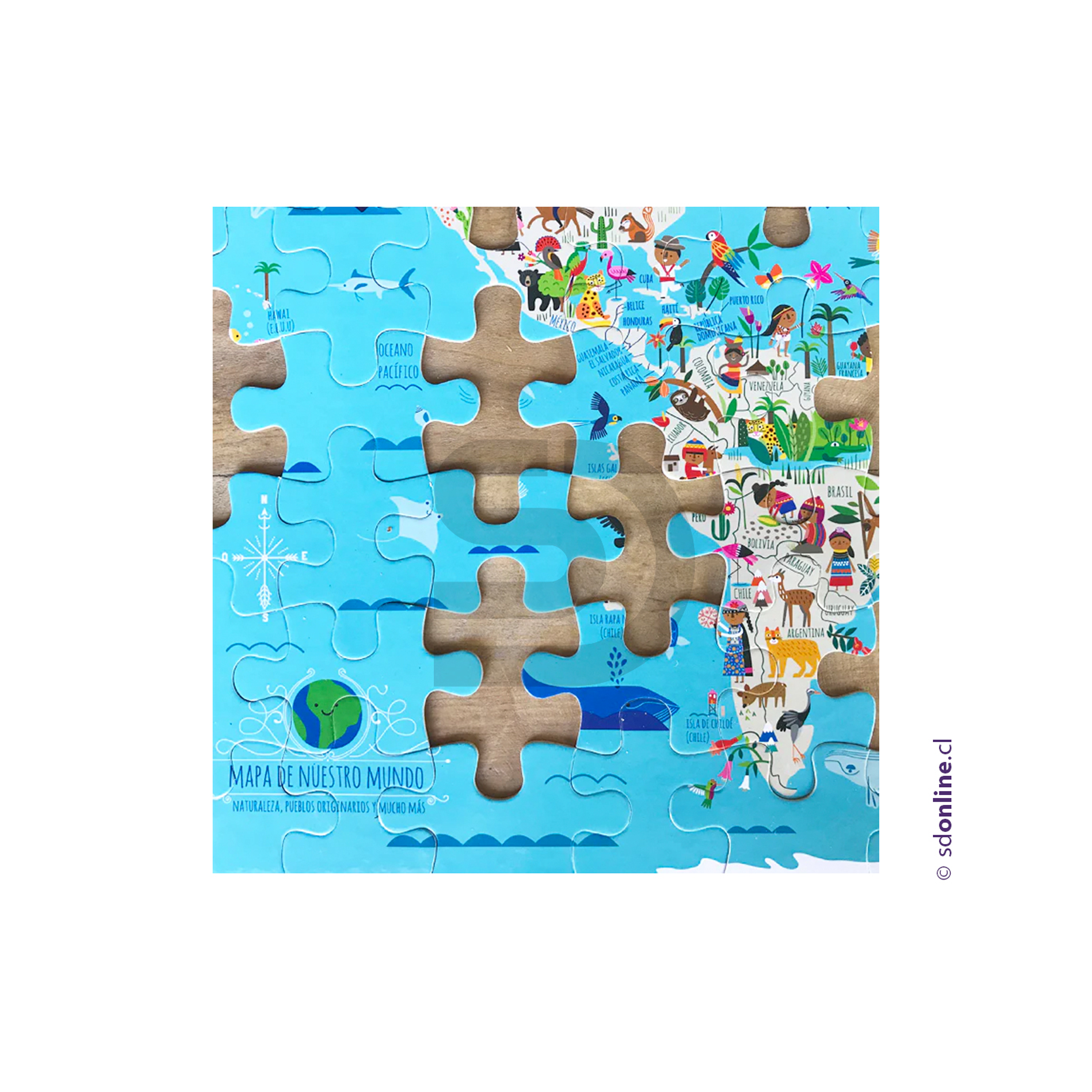 Puzzle infantil 104 piezas planisferio 2