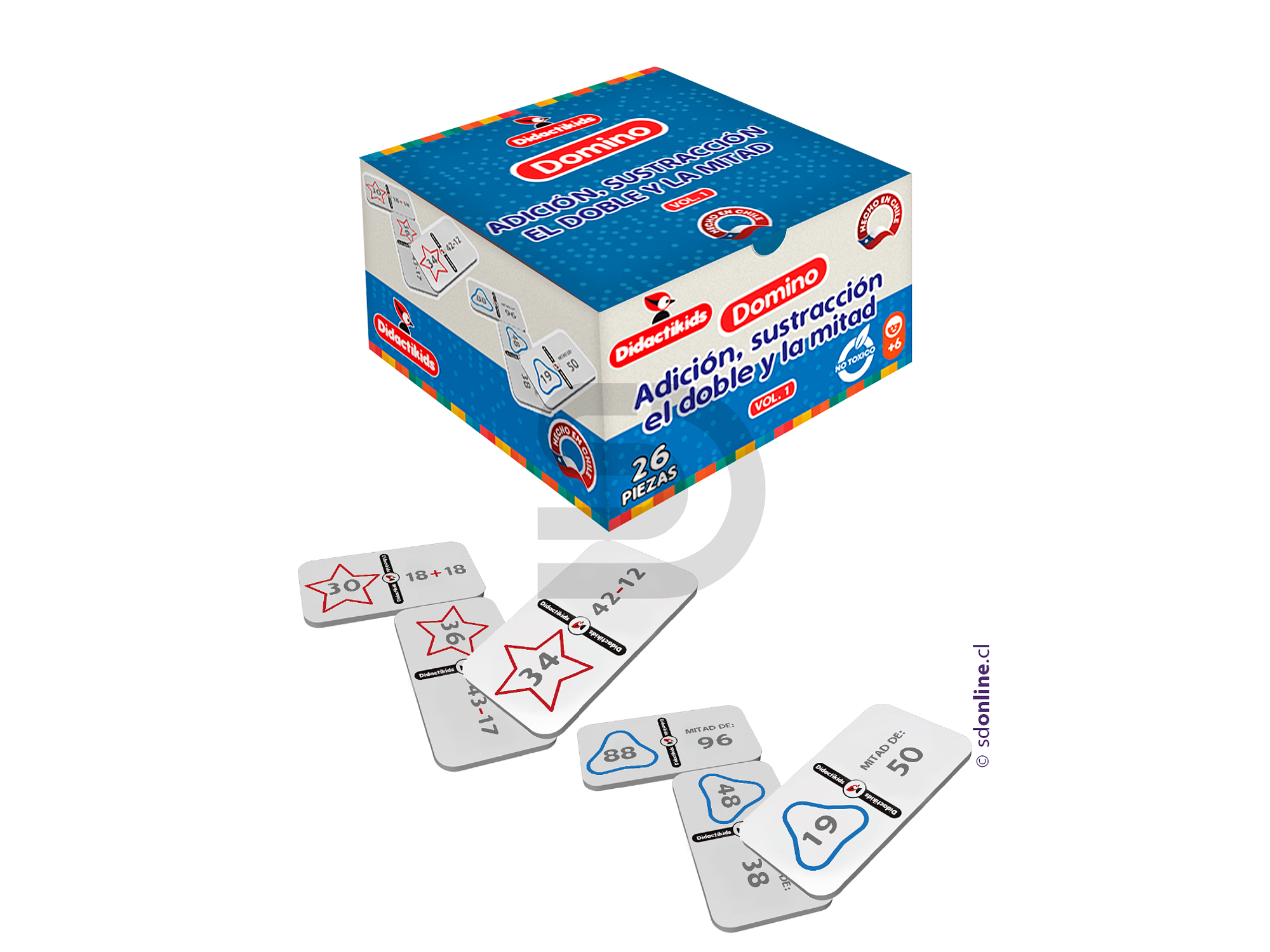 Dominó adición, sustracción el doble y la mitad 1