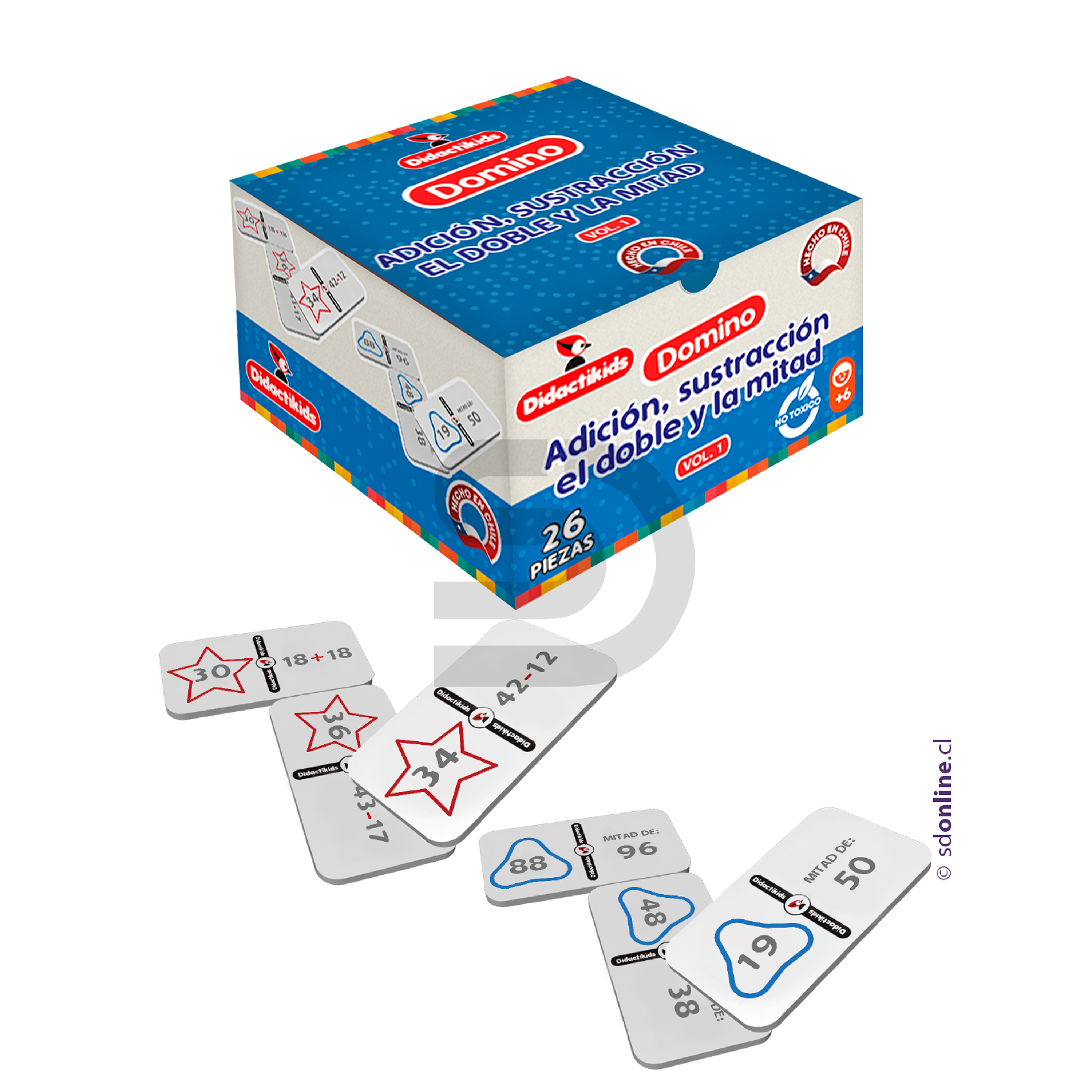 Dominó adición, sustracción el doble y la mitad 1