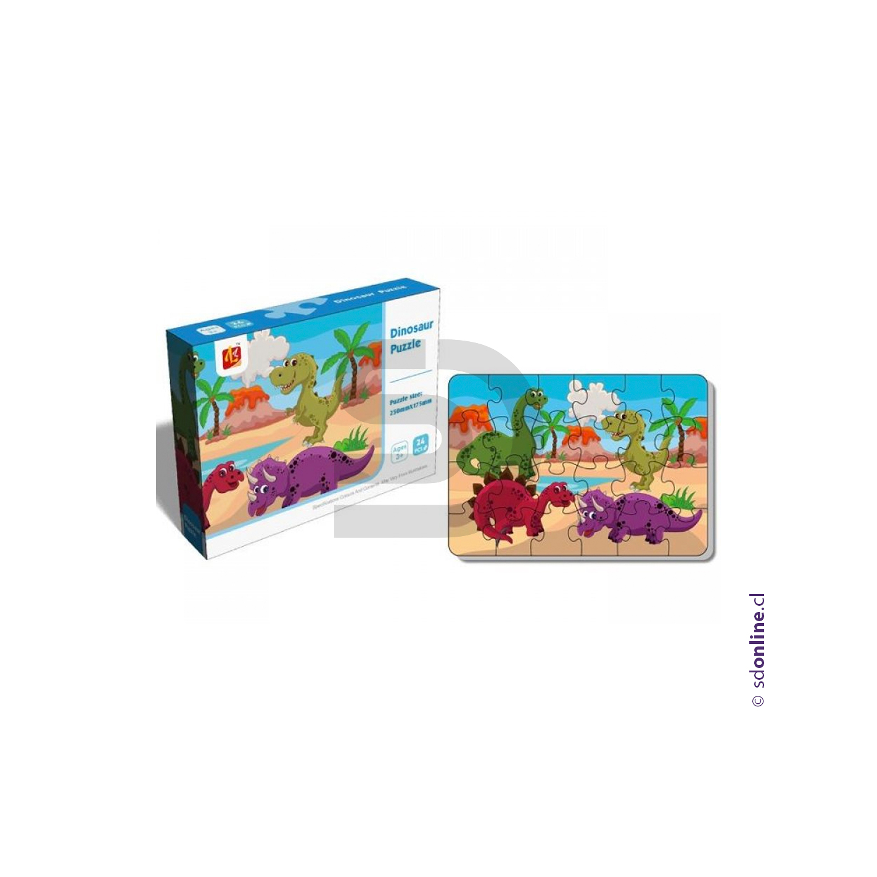 Puzzle Dino 24 Pcs Carton 25x17.5 Cm 1