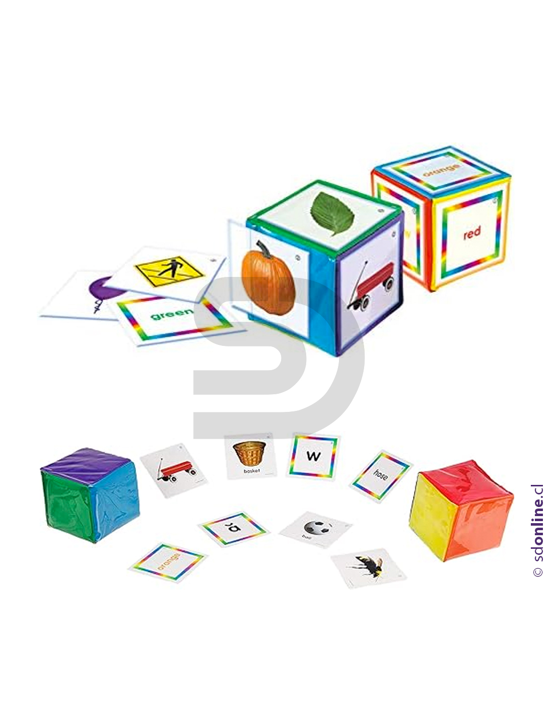 Dados con bolsillos y laminas en ingles