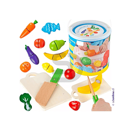 Canasta frutas y verduras con accesorios