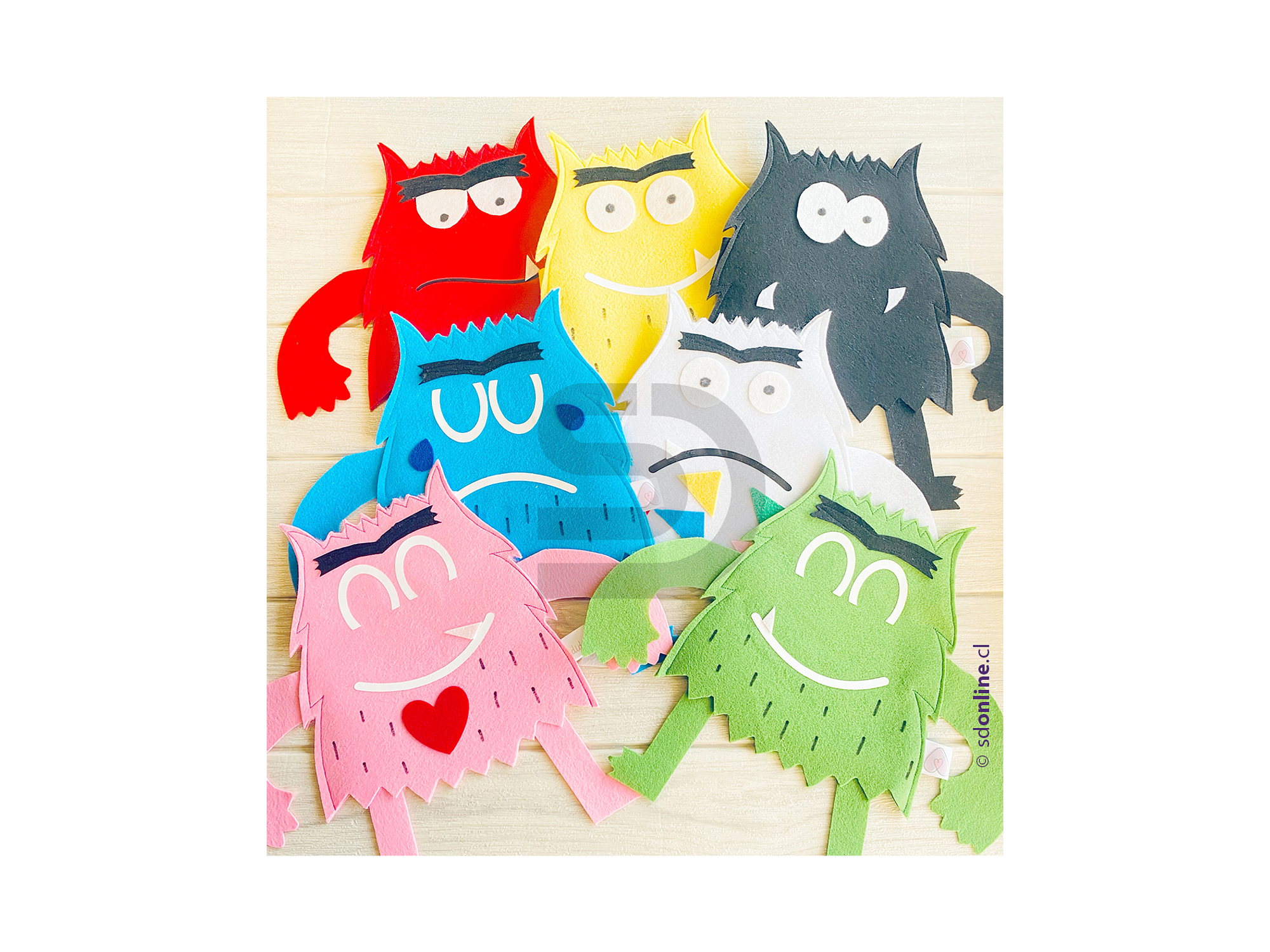 Set títeres monstruos colores de las emociones 1