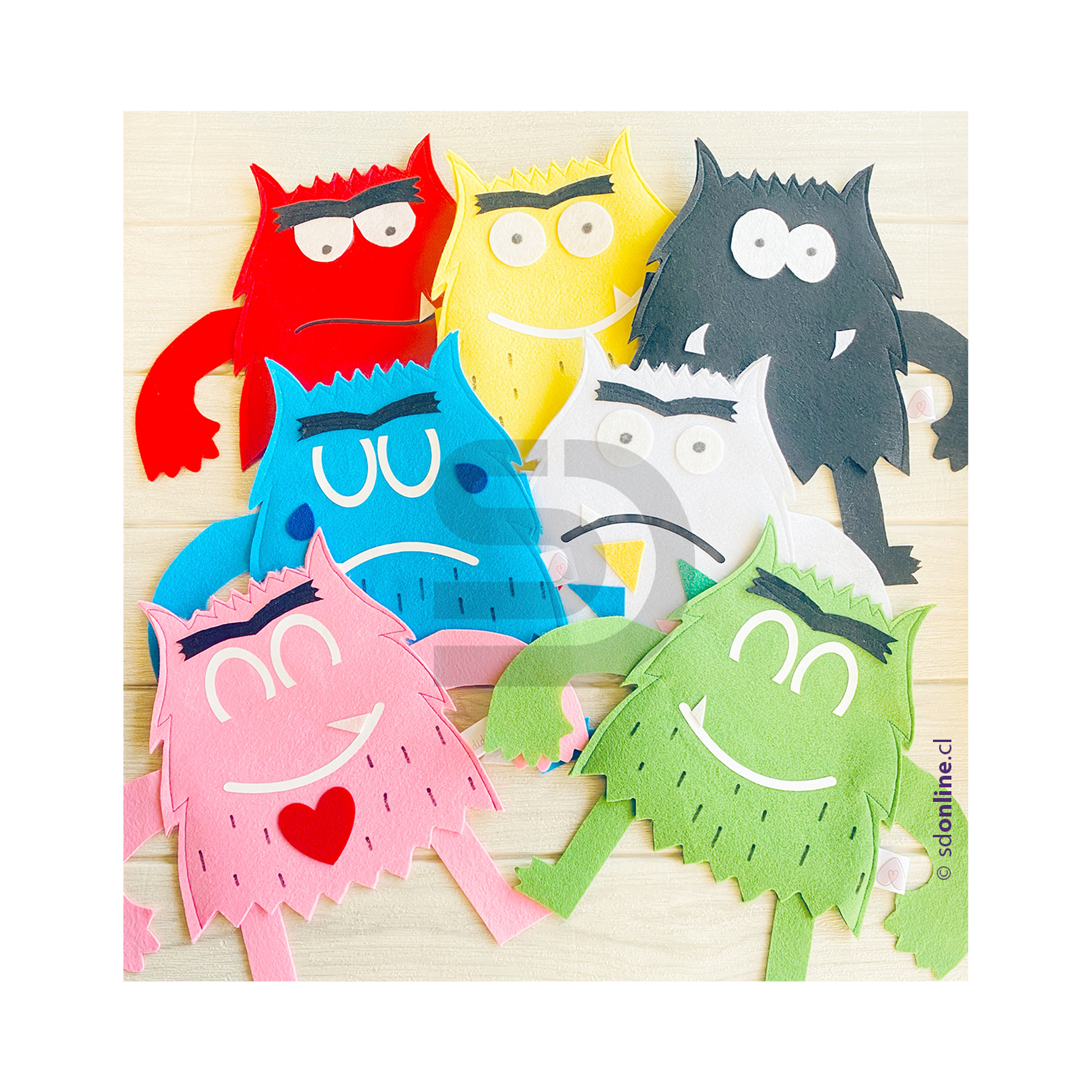 Set títeres monstruos colores de las emociones 1