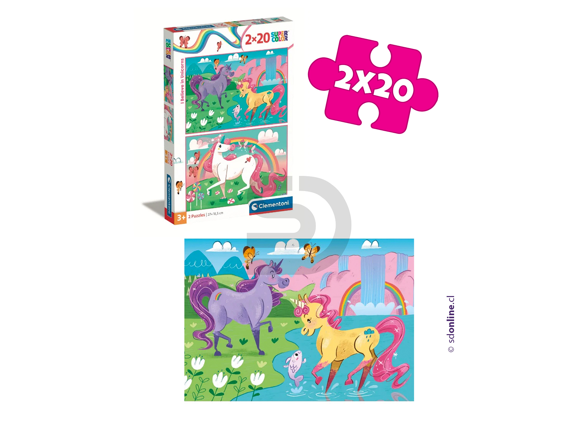 Puzzle 20 pzas unicornios brillantes 1