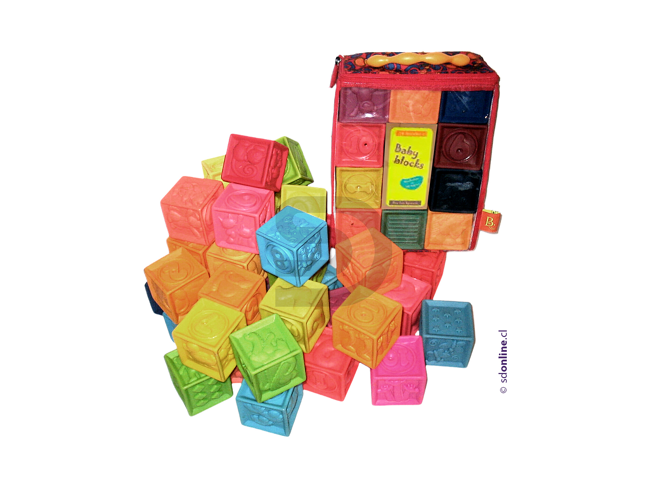 Maleta 10 cubos blandos colores y texturas. 5,5x5,5 cms 2